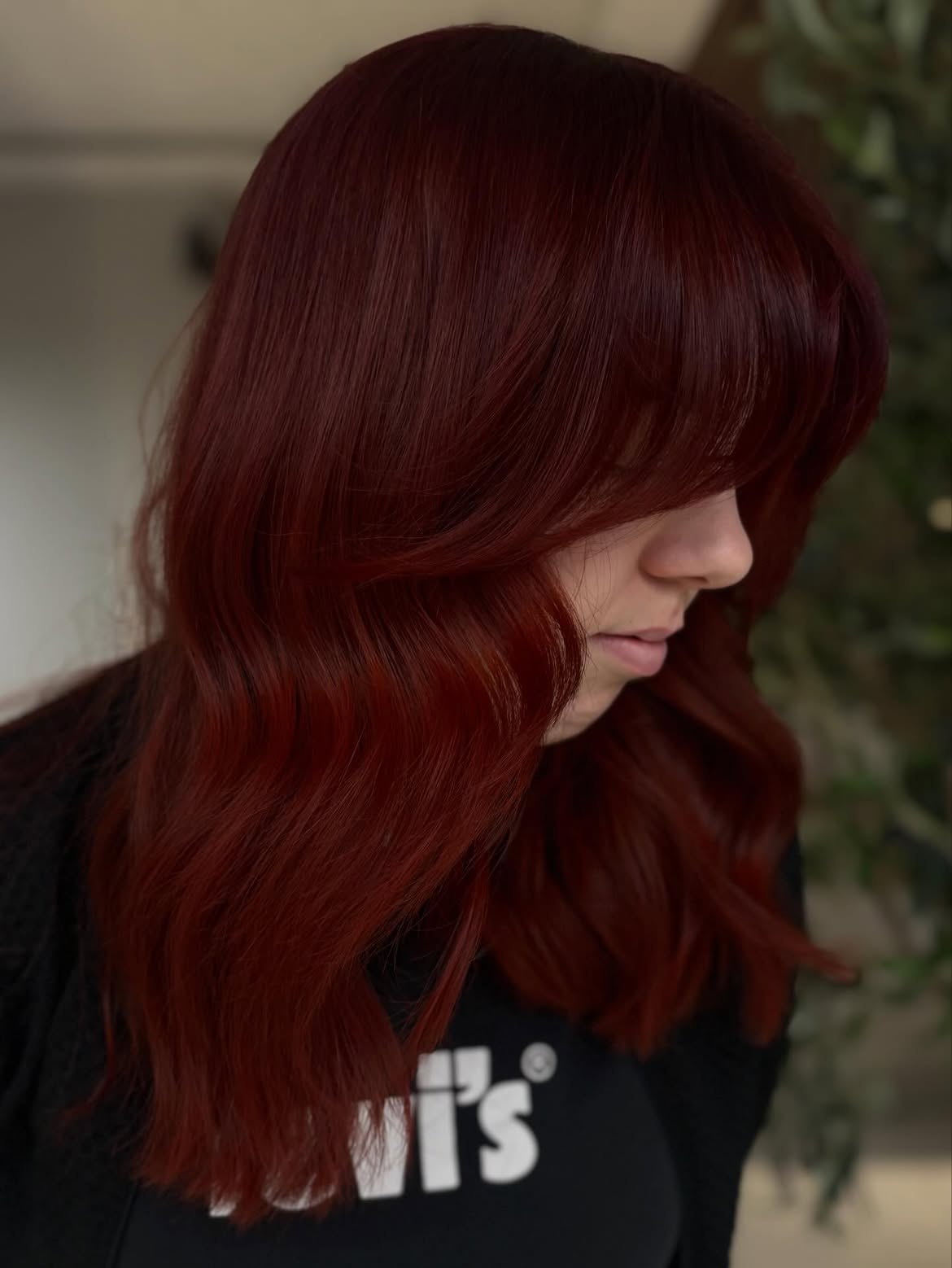 Rich Cherry Cola Waves With Face Framing