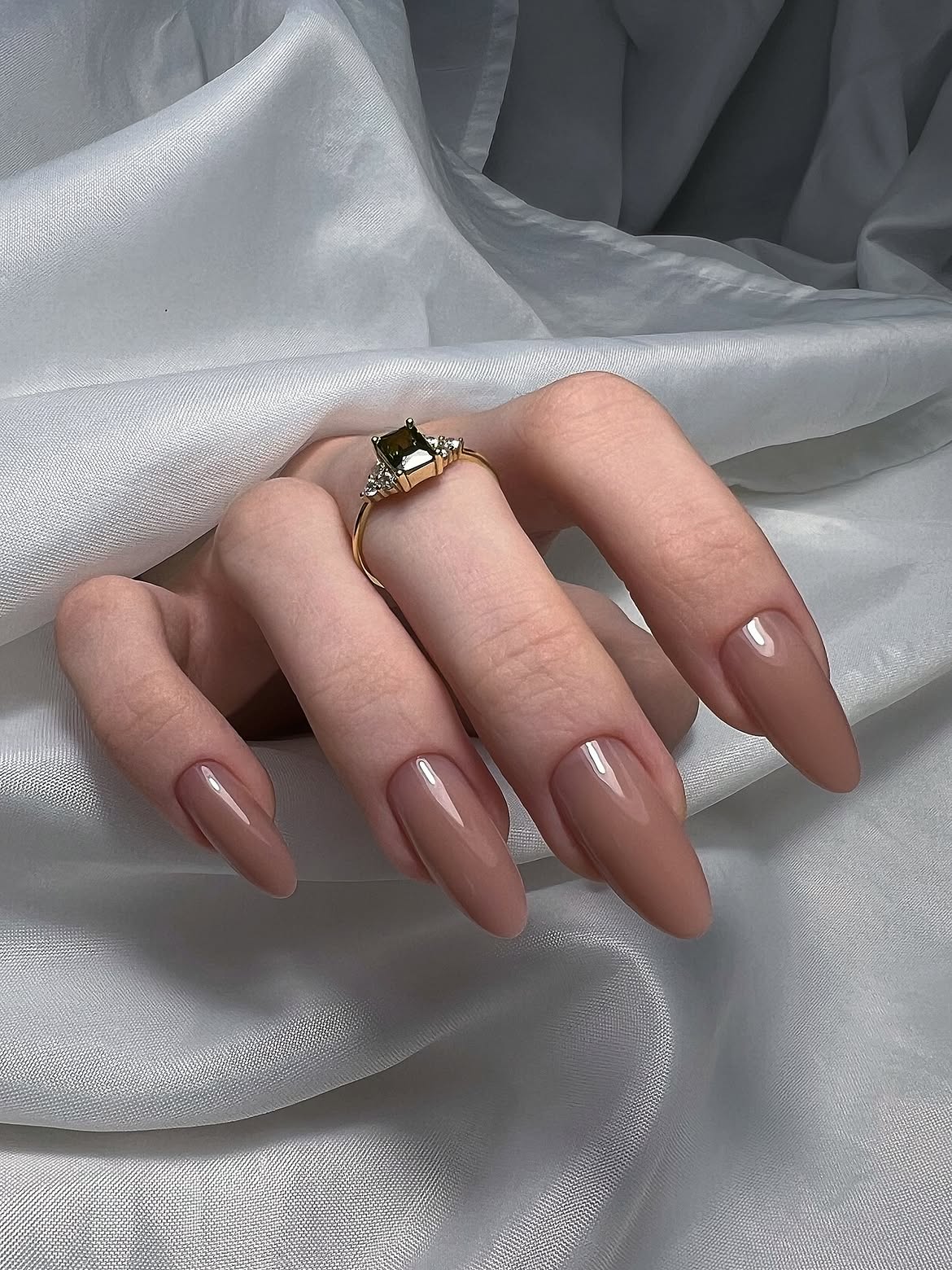 Rich Chocolate Almond Glossy Nails