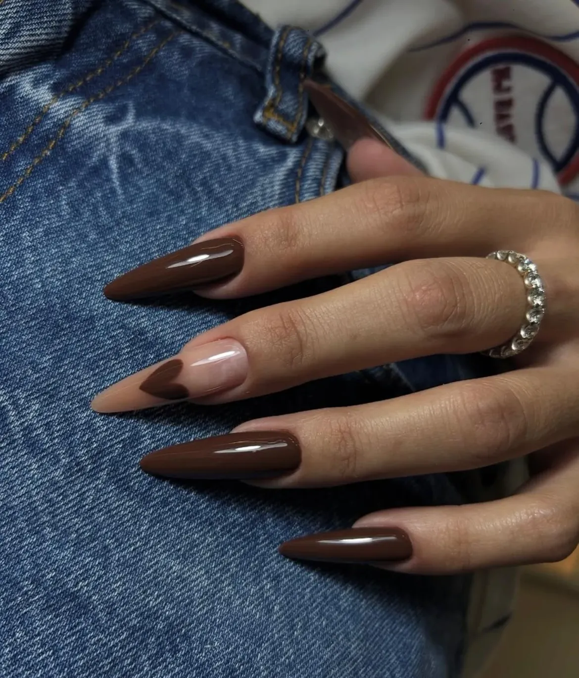 Rich Chocolate Brown Heart Accent Stilettos