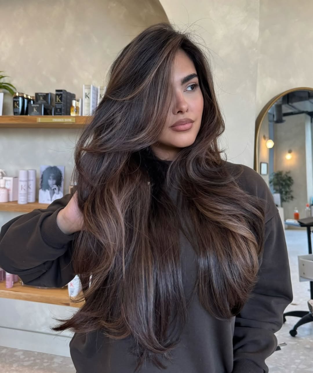 Rich Chocolate Brown With Caramel Balayage