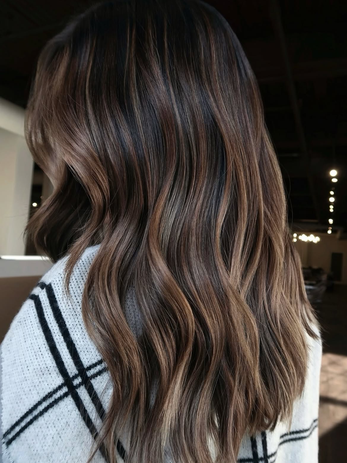 Rich Chocolate Brunette With Warm Caramel Highlights