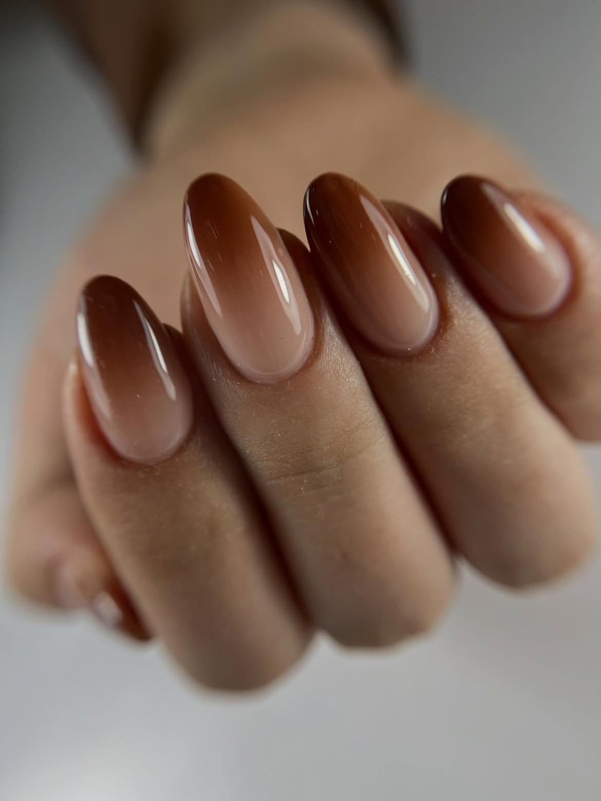 Rich Chocolate Latte Ombre Almond Nails