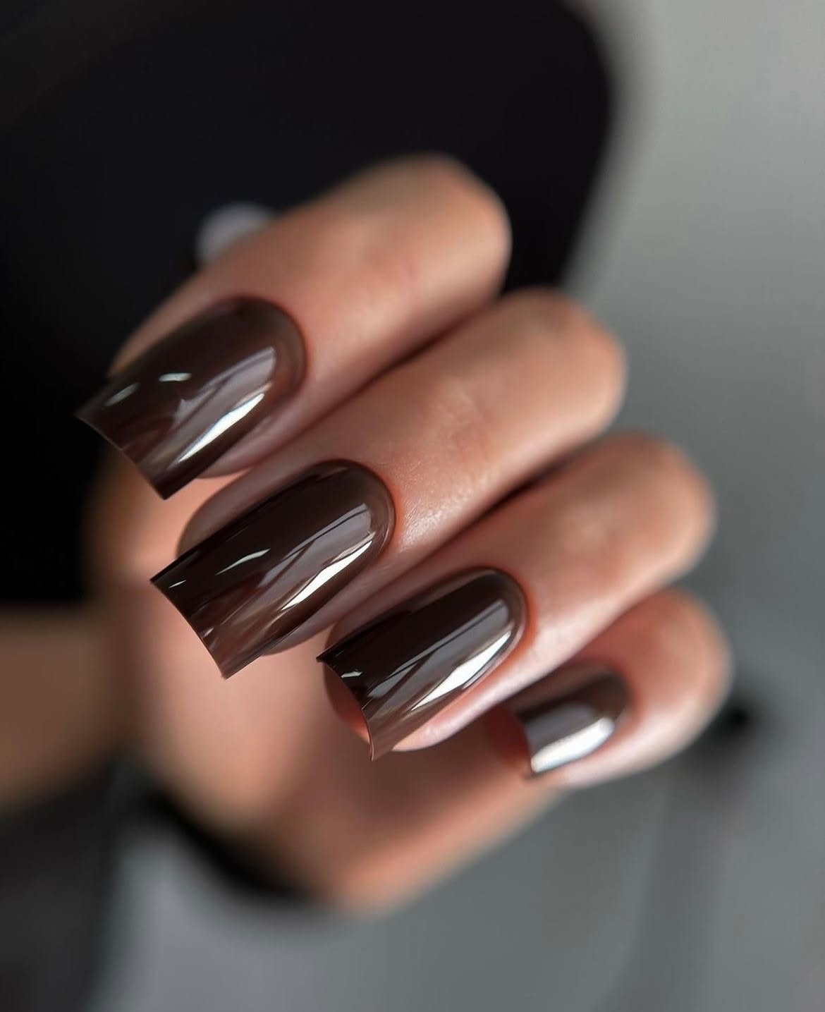 Rich Chocolate Square Glossy Nails