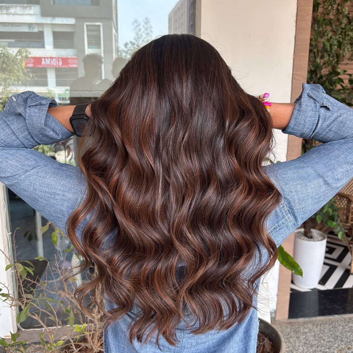 Rich Cinnamon Balayage With Caramel Highlights