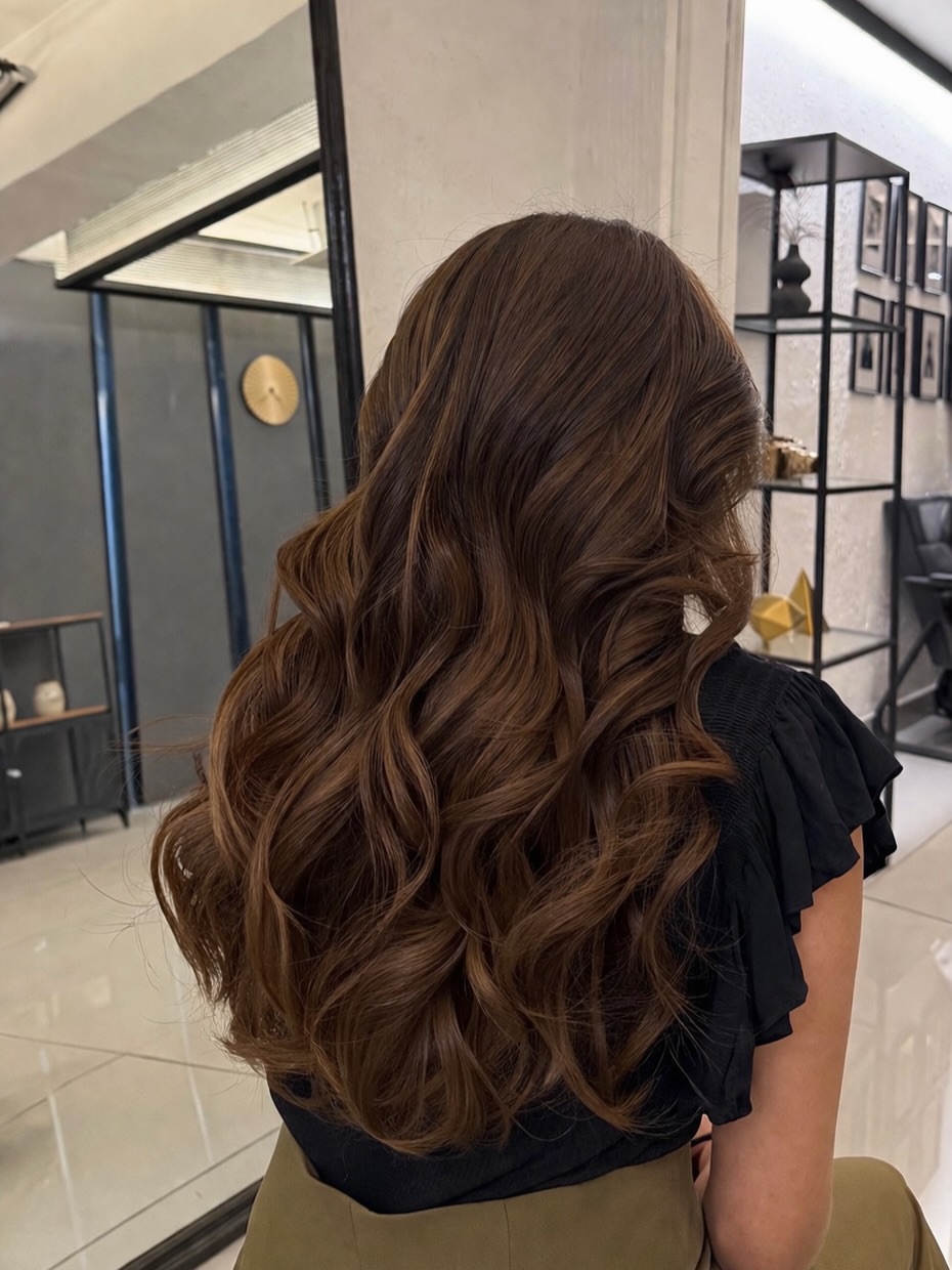 Rich Cinnamon Brown Waves With Subtle Highlights