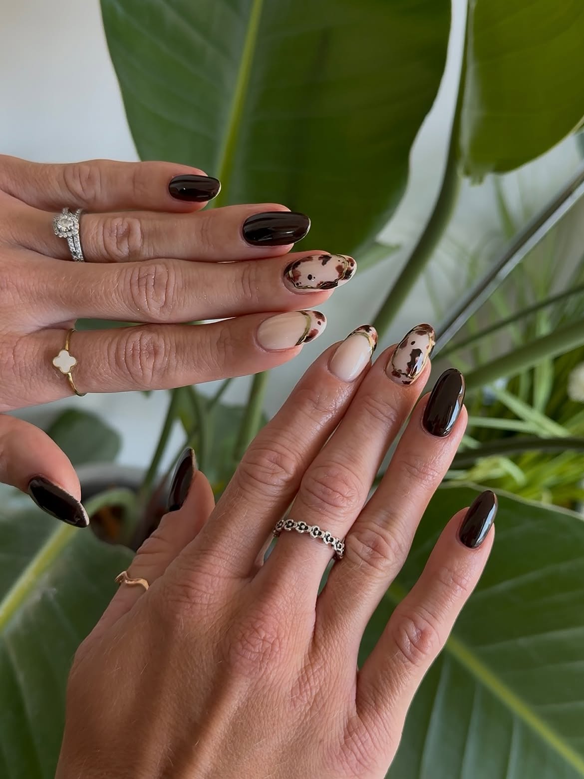 Rich Espresso Aura French Tip Nails