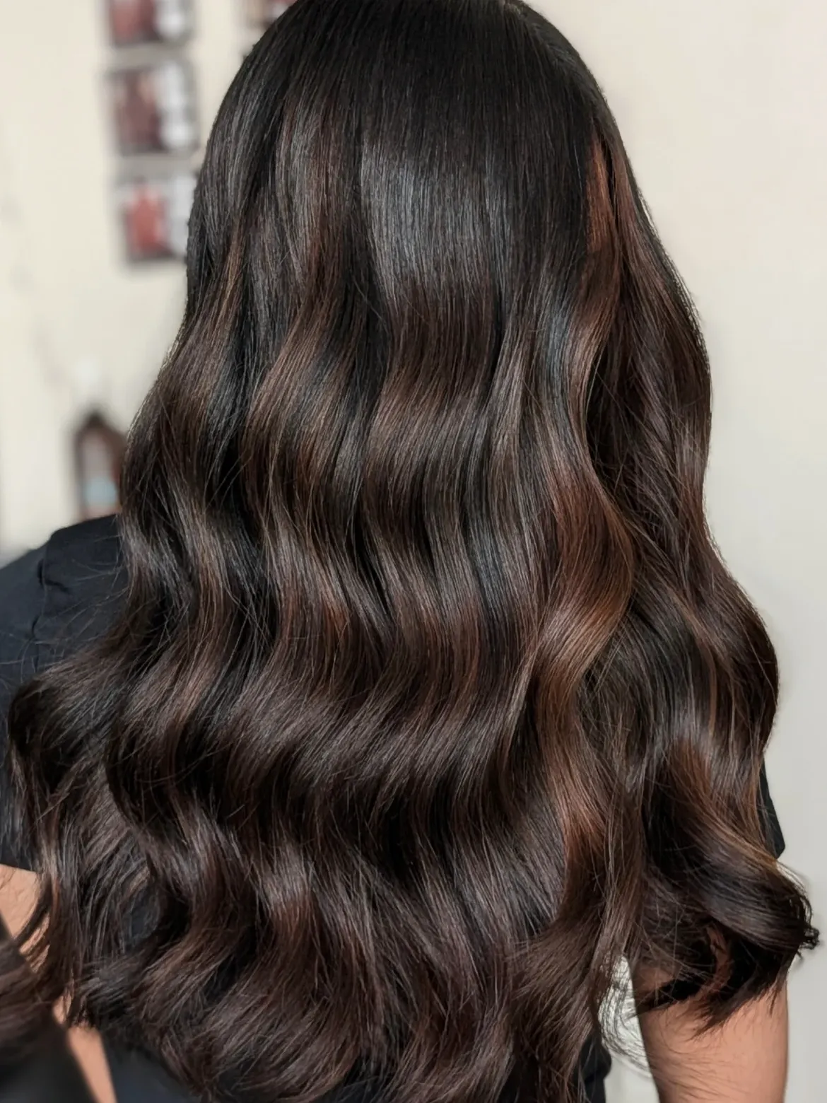 Rich Espresso Balayage With Subtle Auburn Highlights