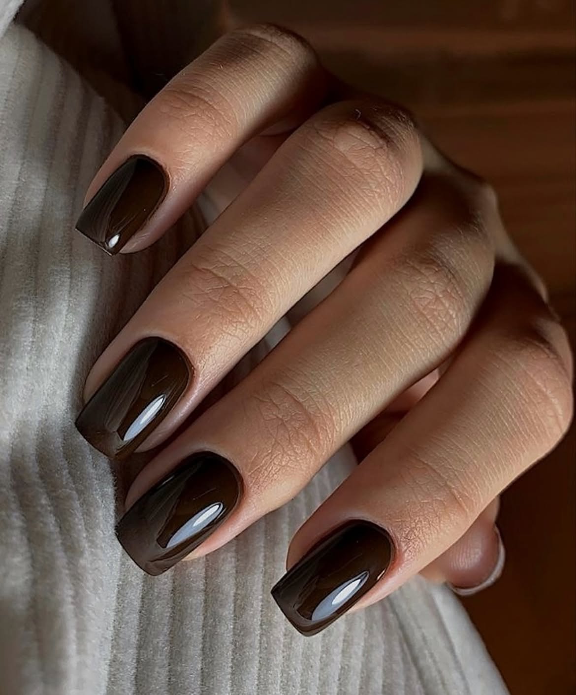 29 Stunning October Nail Ideas You Need To Try Now 21 Rich Espresso Brown Glossy Square Nails