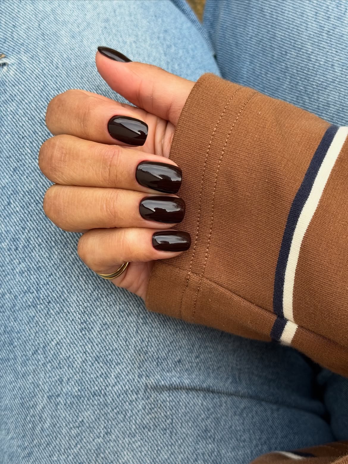 Rich Espresso Brown High Gloss Nails