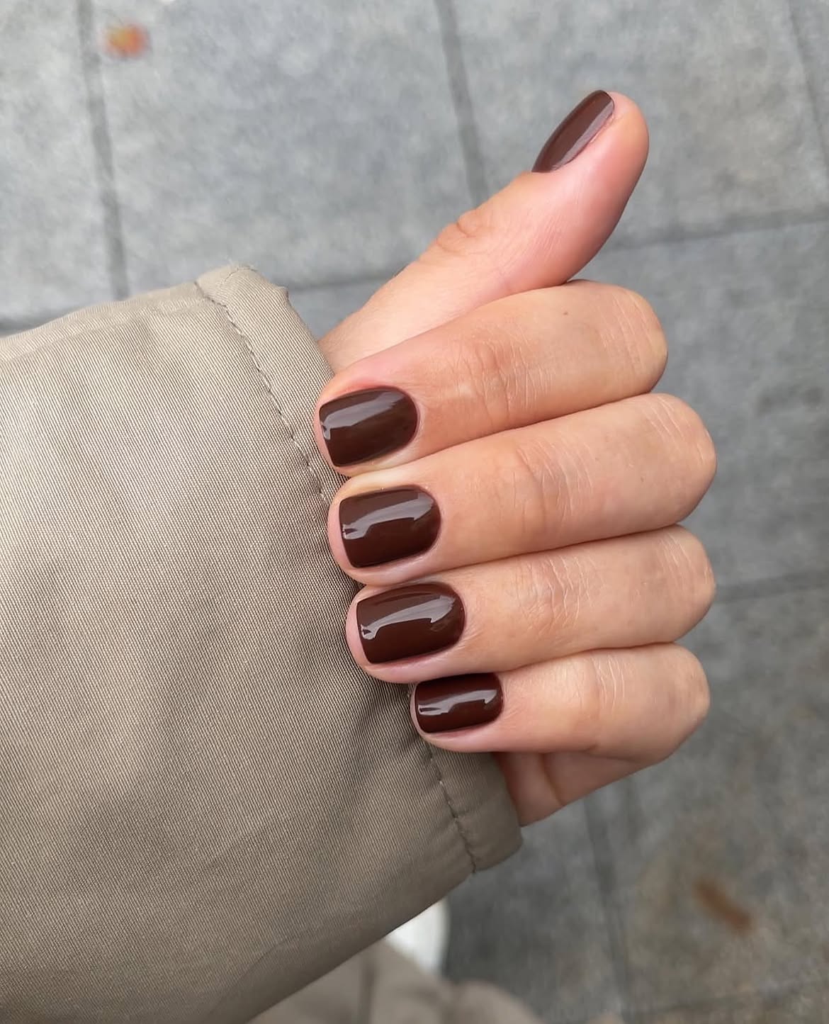 Rich Espresso Brown High Gloss Nails
