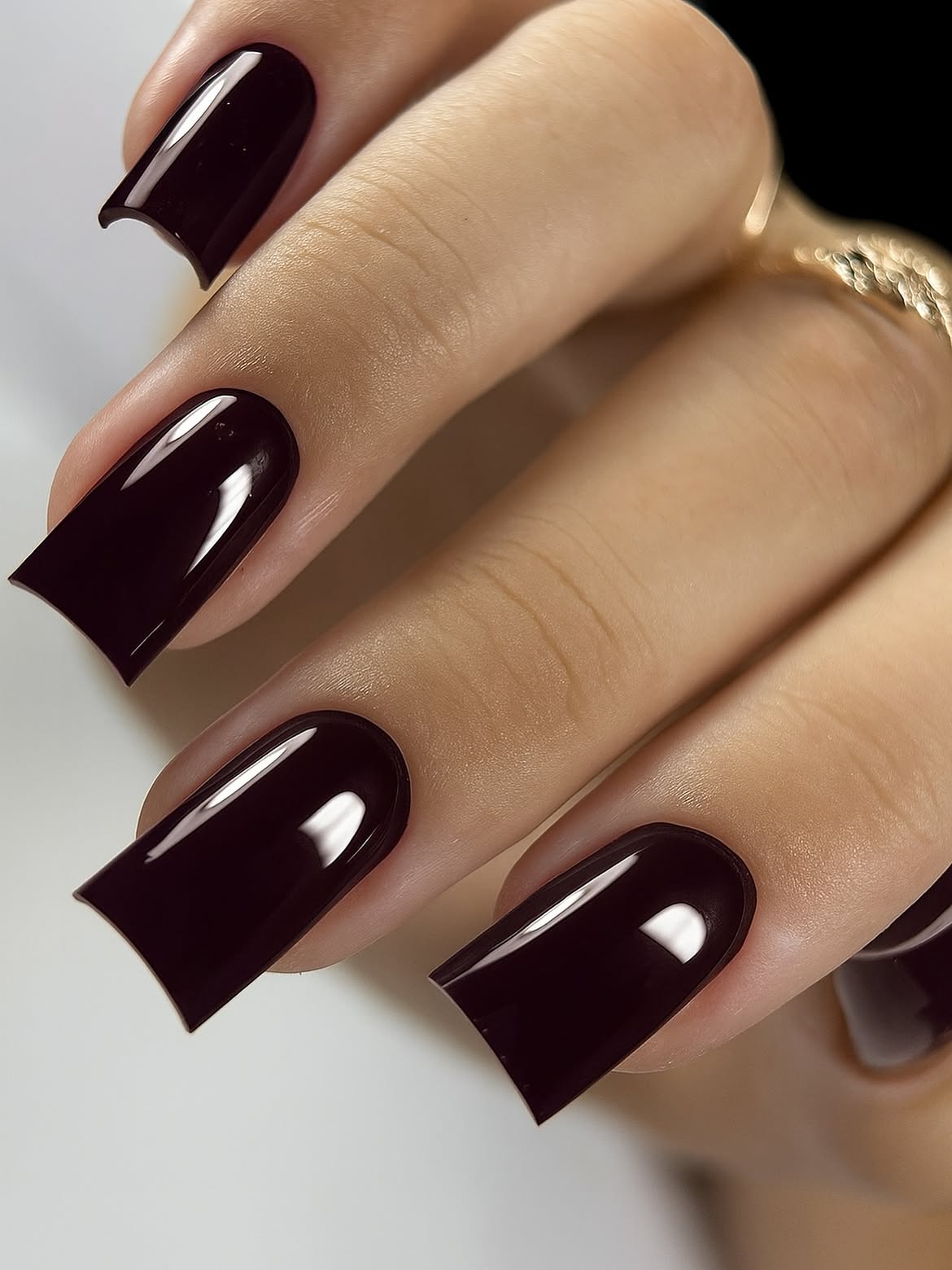 Rich Espresso Glossy Square Nails