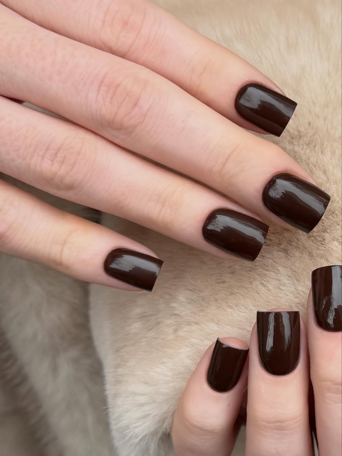 Rich Espresso Glossy Square Nails