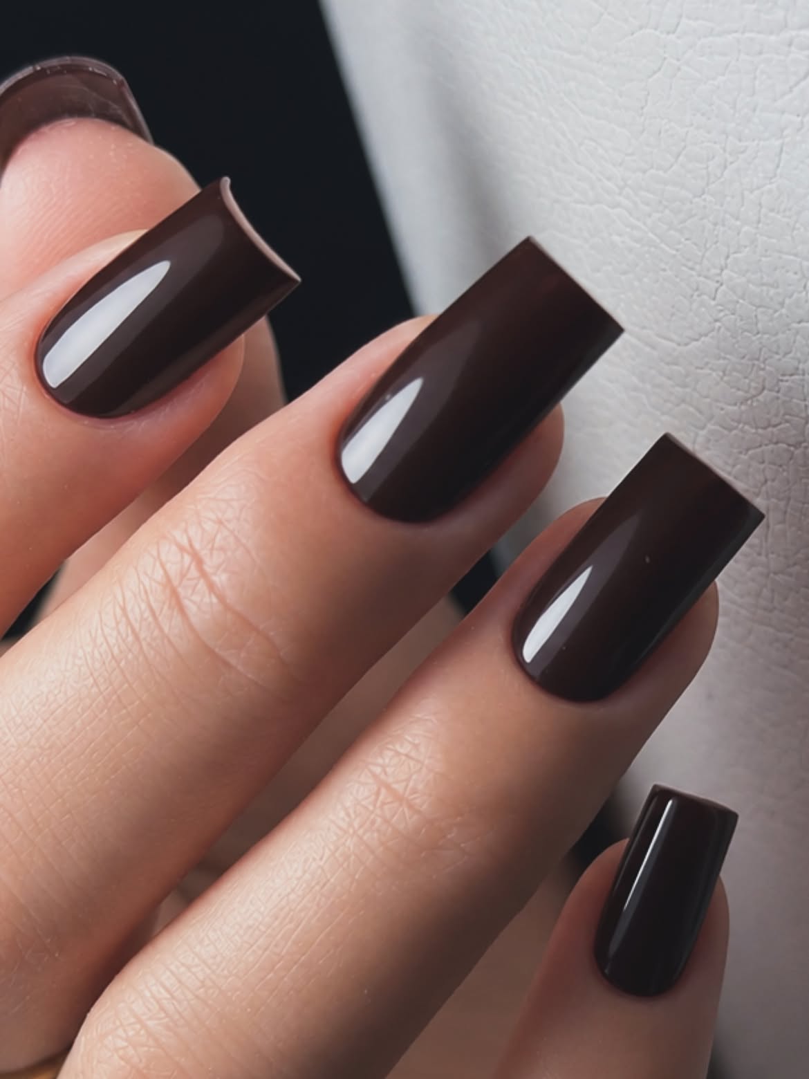 Rich Espresso Glossy Square Nails