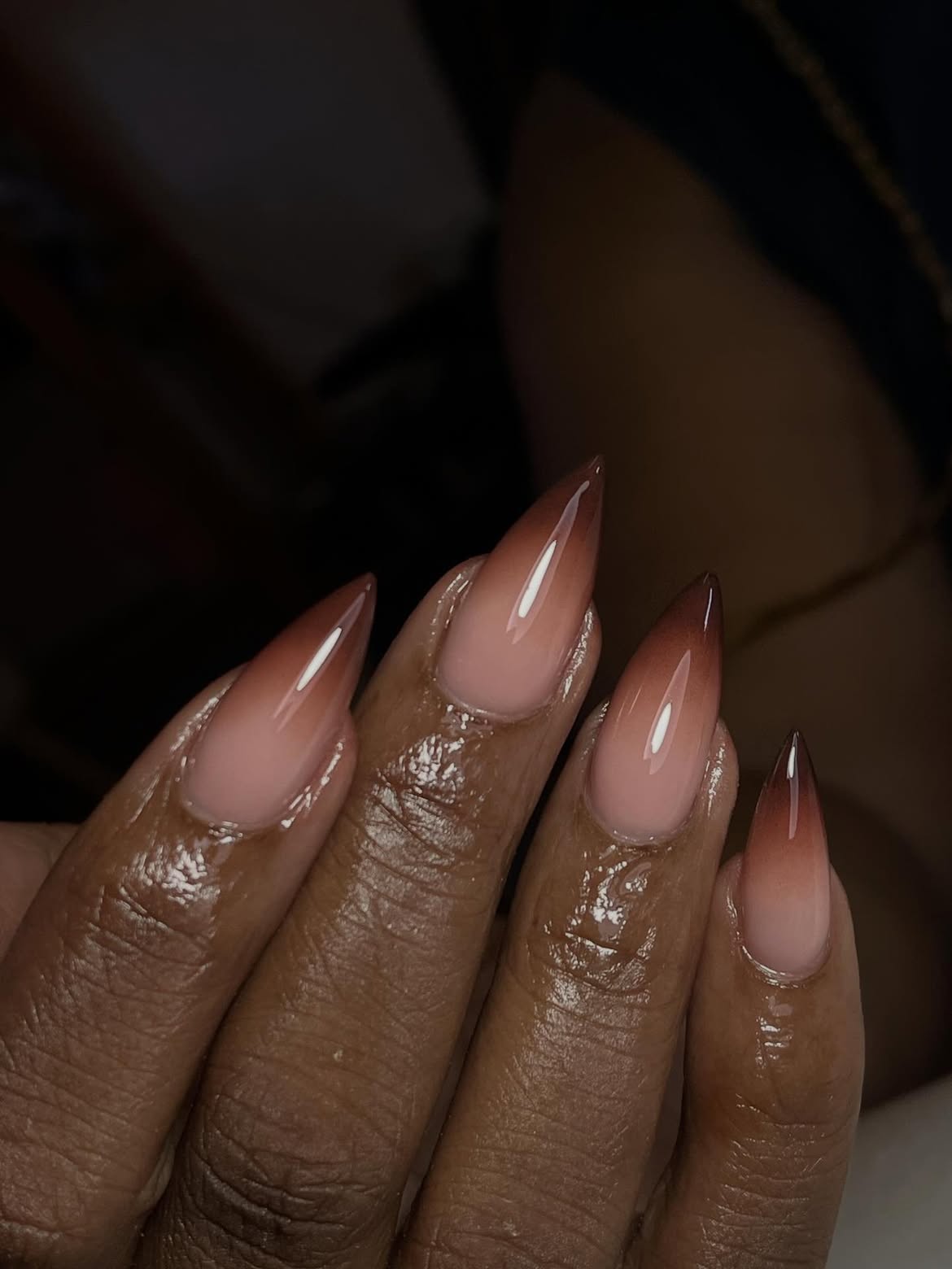 Rich Espresso Ombre Stiletto Nails