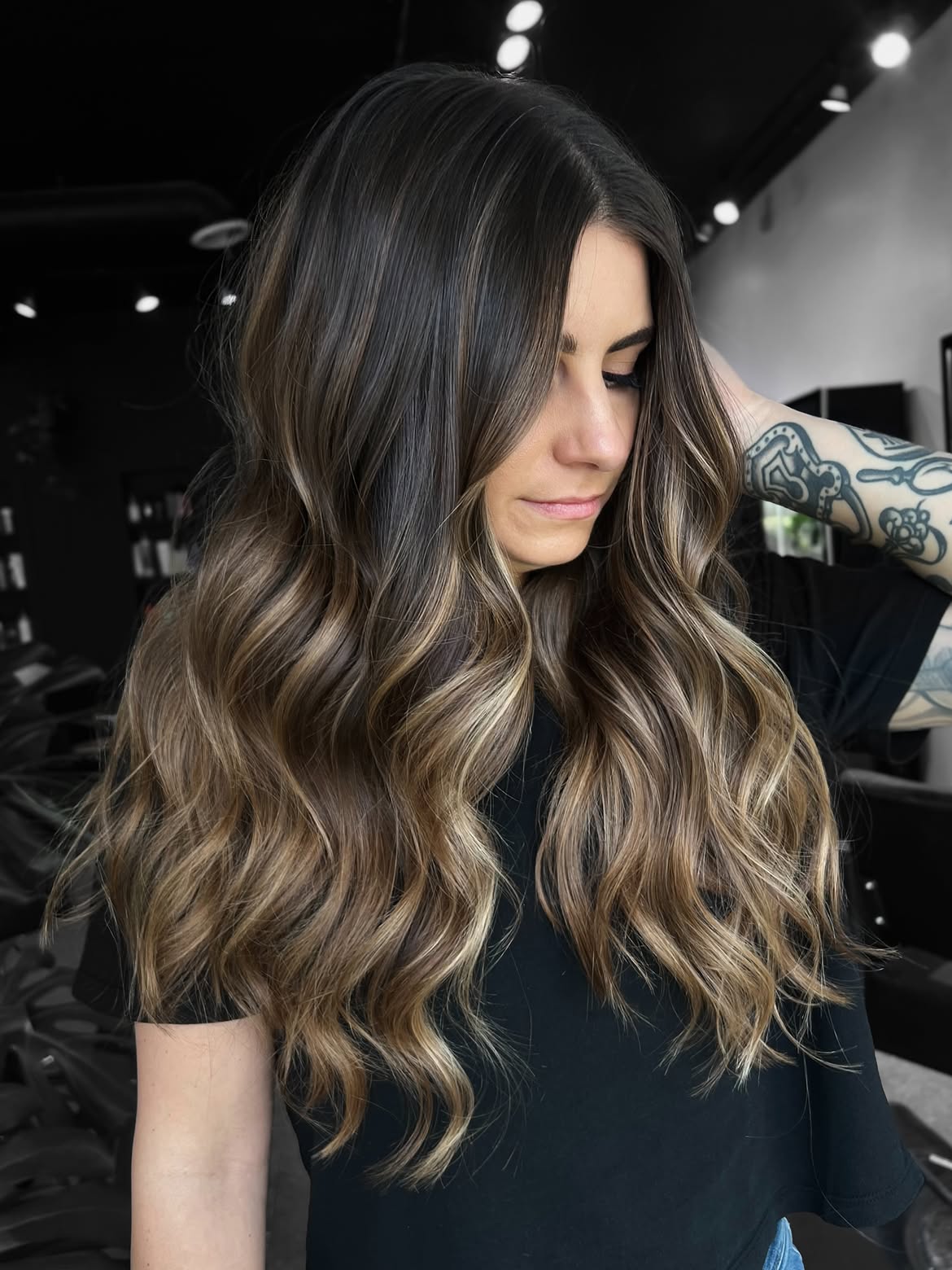 Rich Espresso With Subtle Caramel Balayage Waves