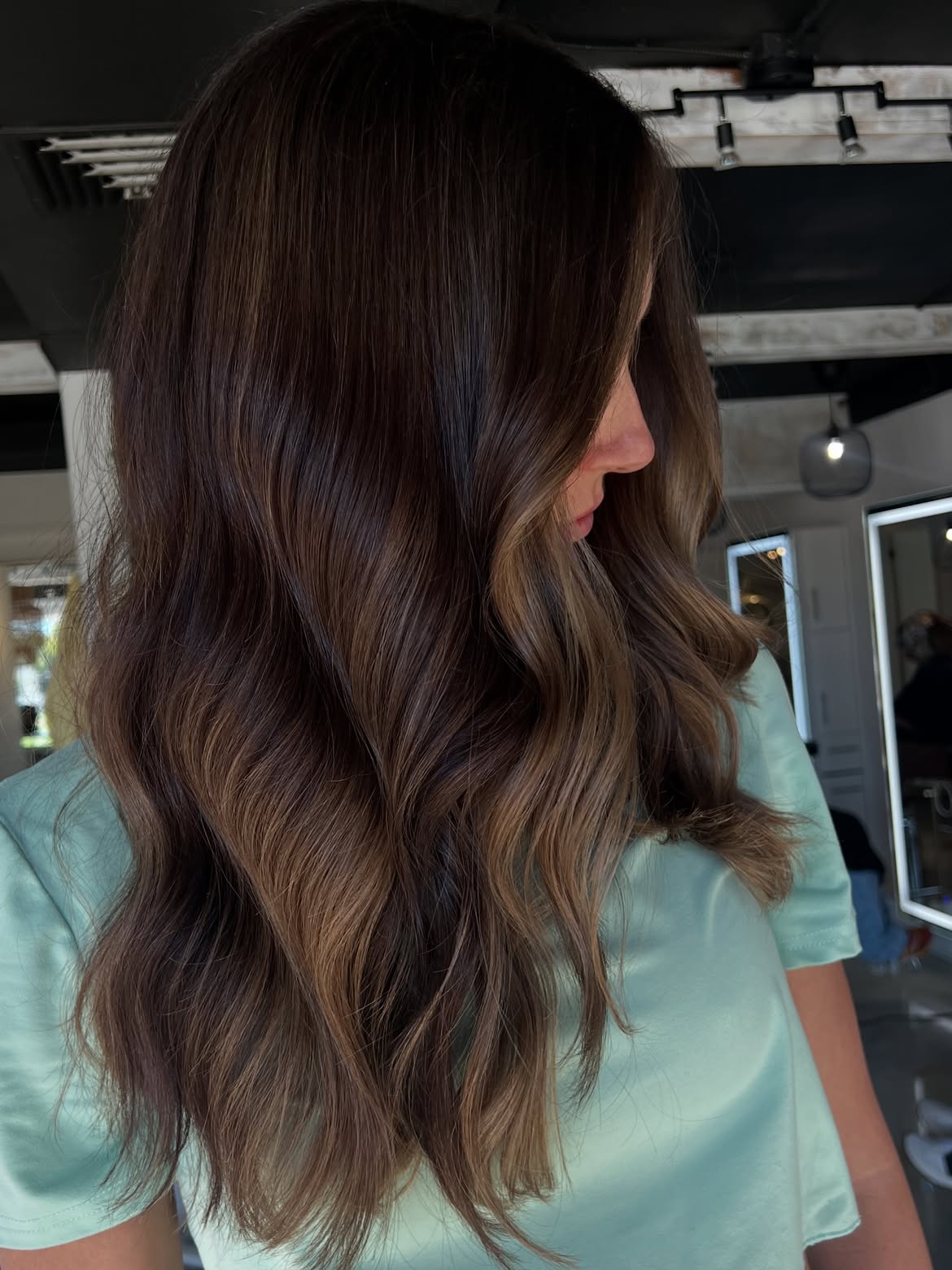 Rich Mocha Balayage With Loose Waves