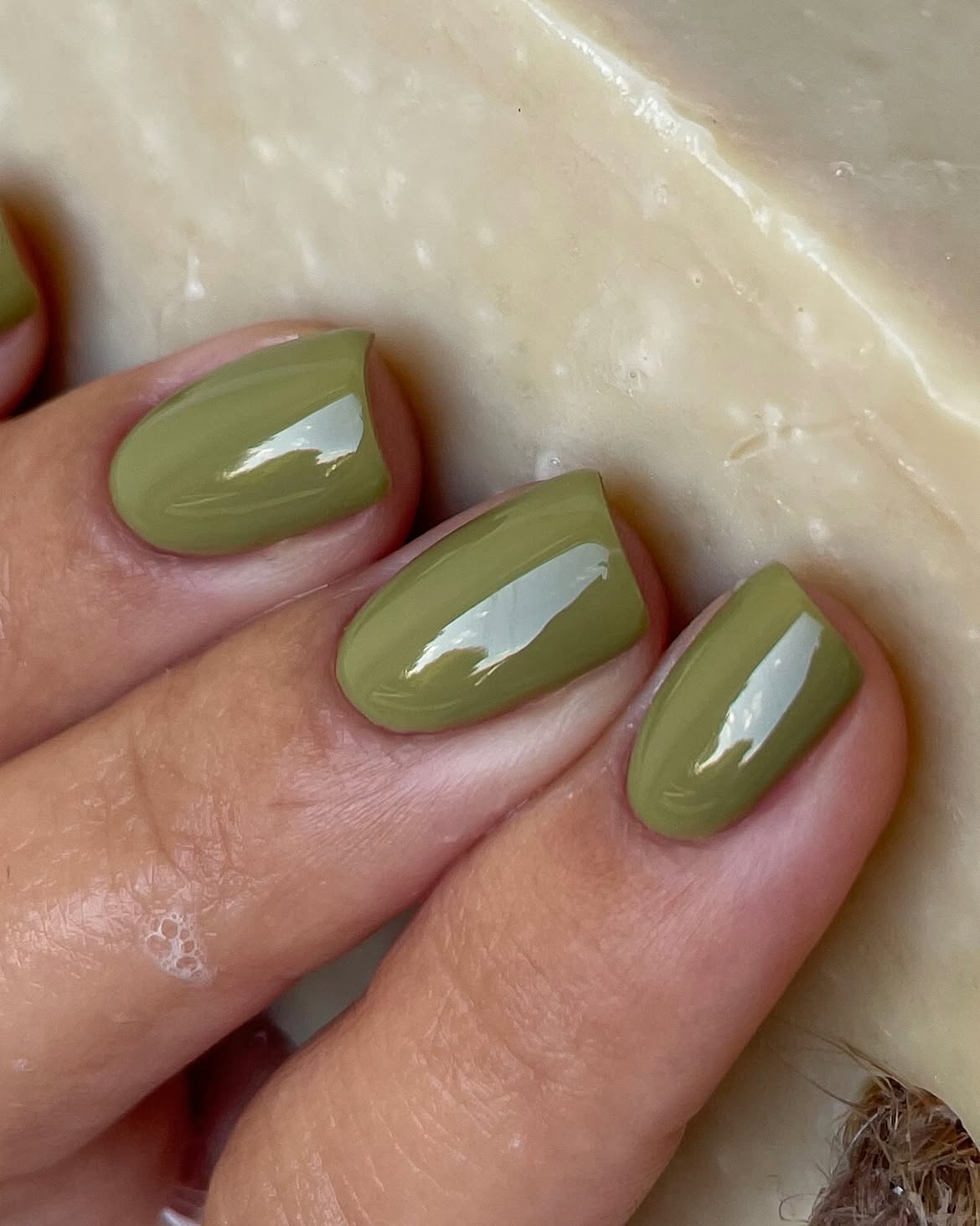 Sage Green Glossy Medium Squoval Nails