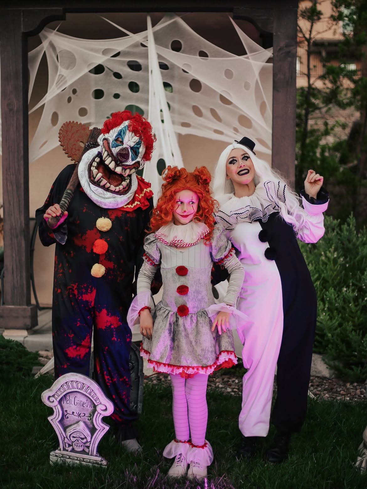 Scary Clown Family Halloween Costume Trio