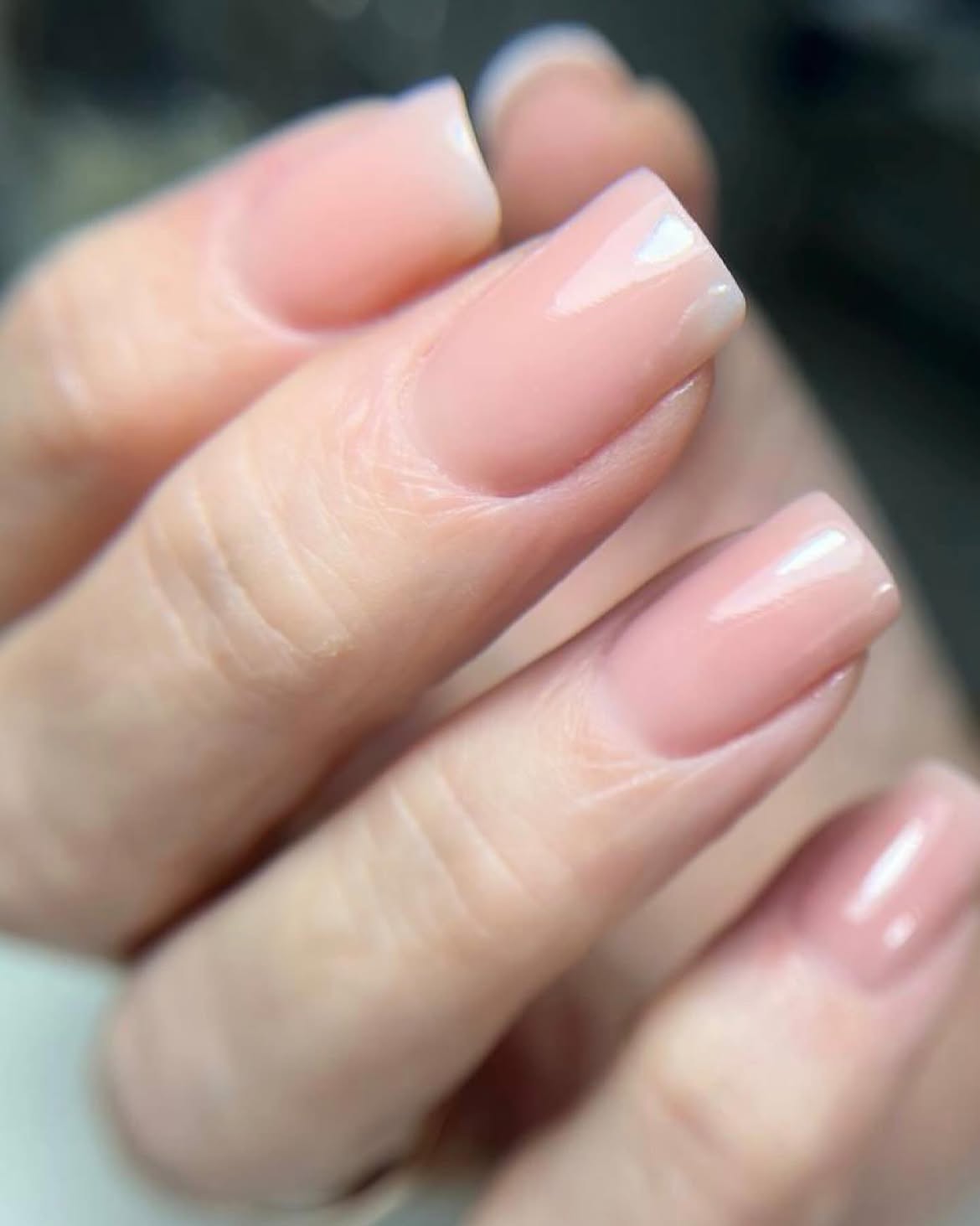 Sheer Pink Milky Squoval Nails