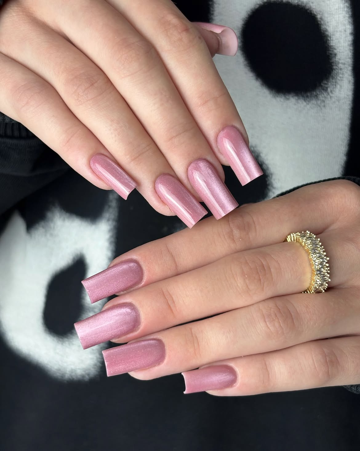 Shimmering Rose Gold Square Nails
