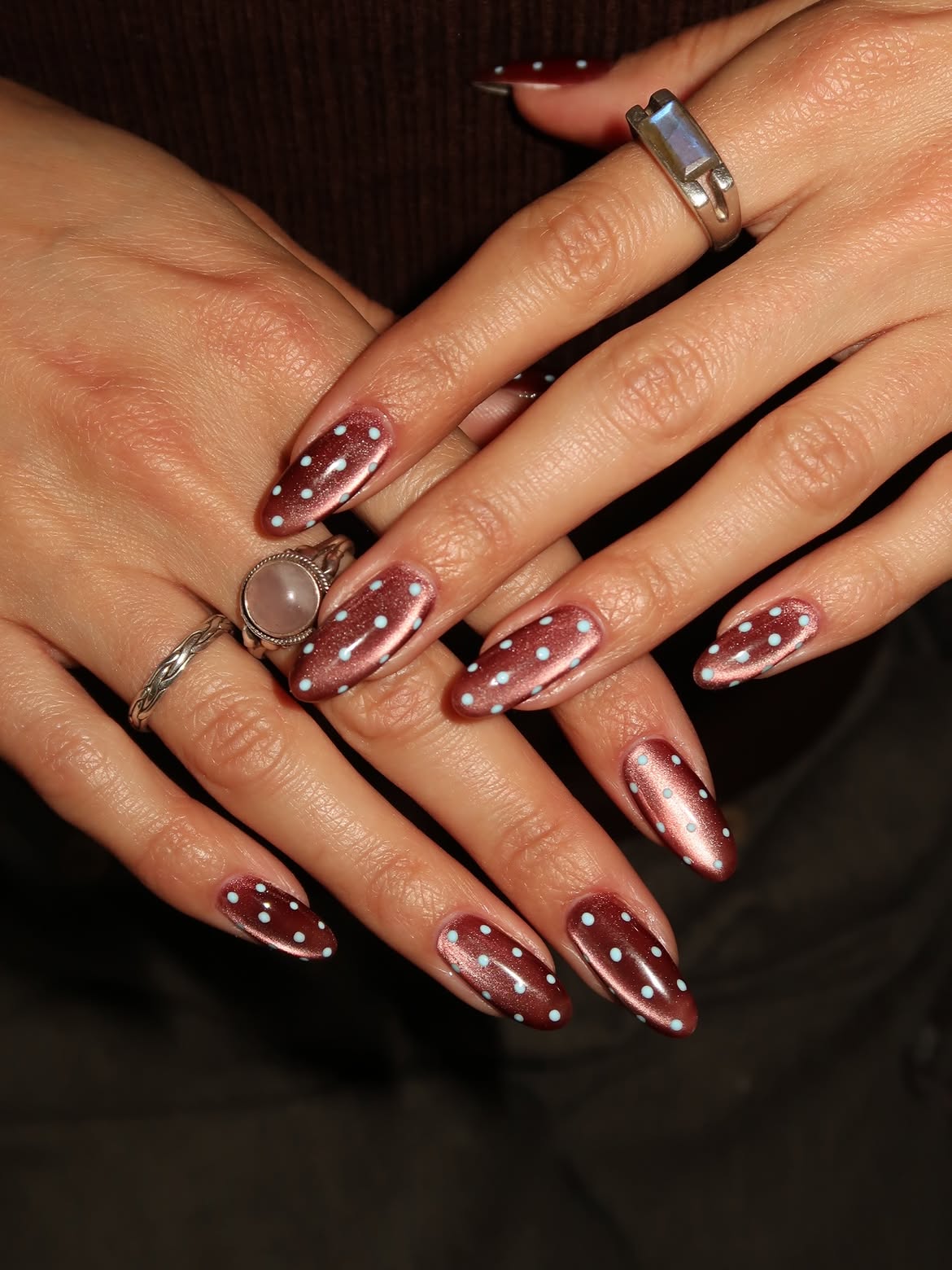 Shiver Me Timbers Polka Dot Almond Nails