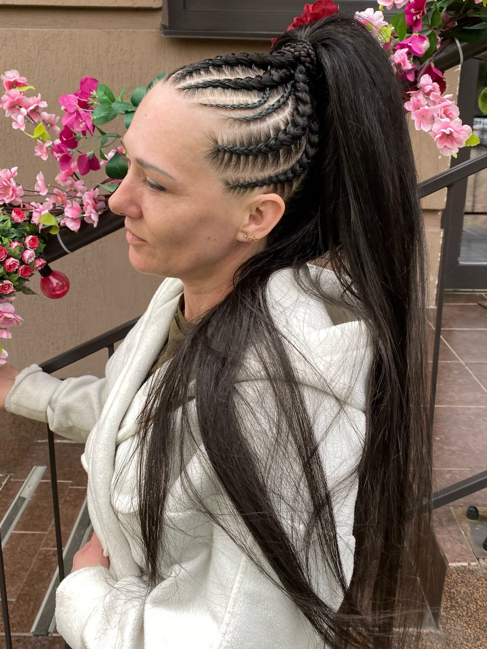 Sleek Braided Ponytail With Edgy Side Braids