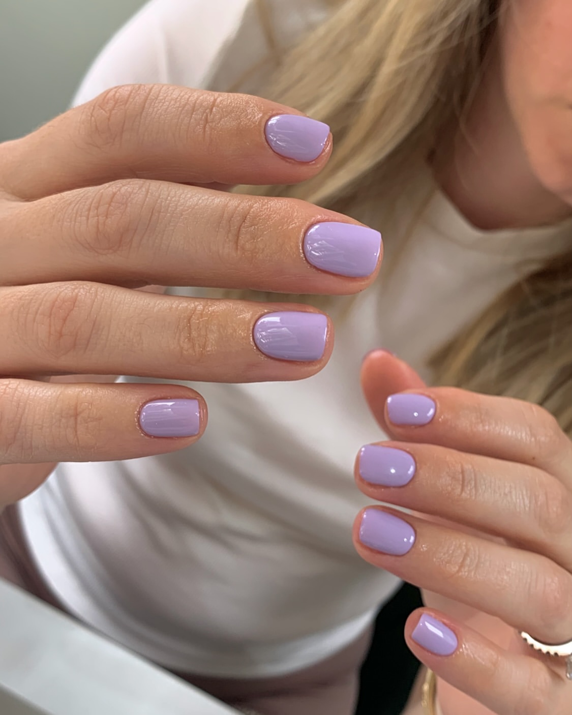 Soft Lavender Glossy Short Squoval Nails