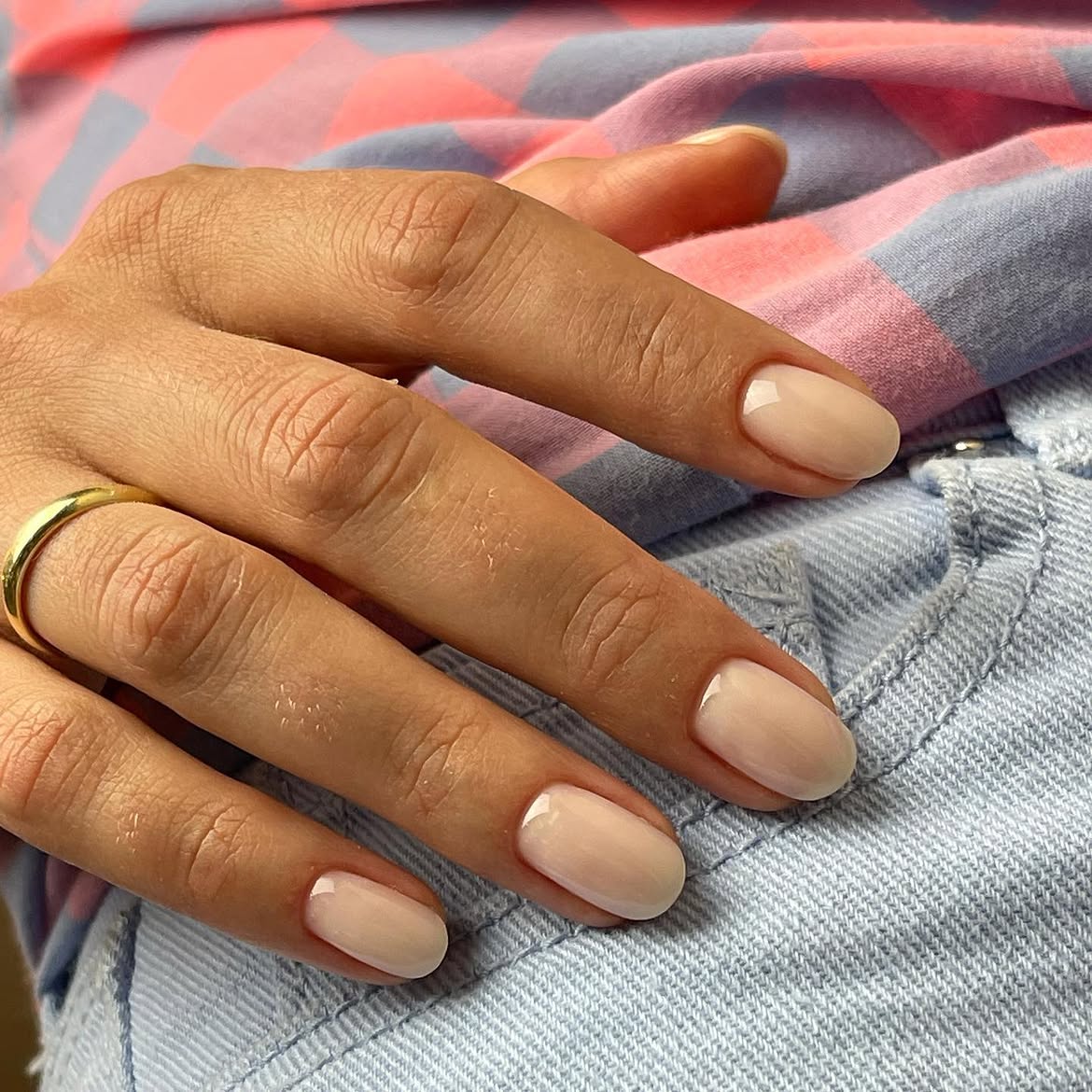 Soft Milky Nude Oval Nails
