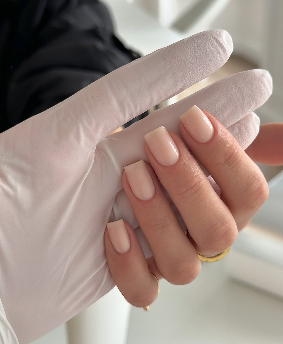 Soft Milky Nude Square Nails