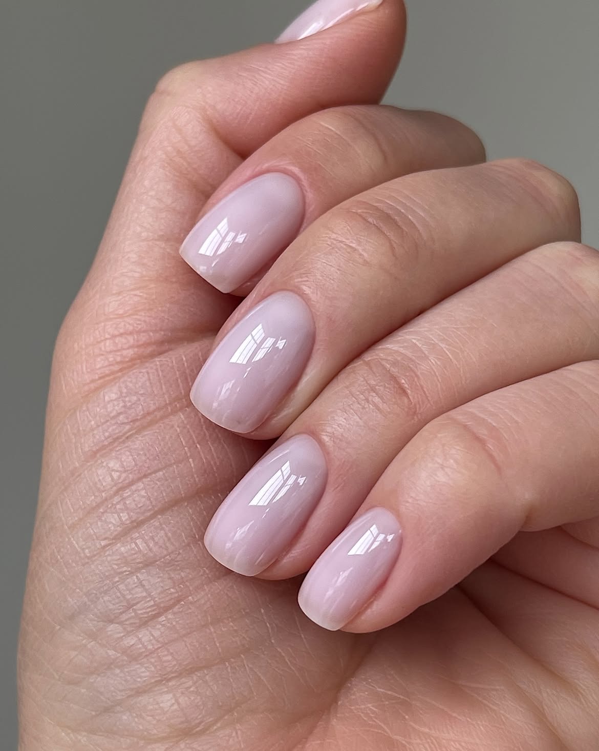 Soft Milky Pink Oval Nails
