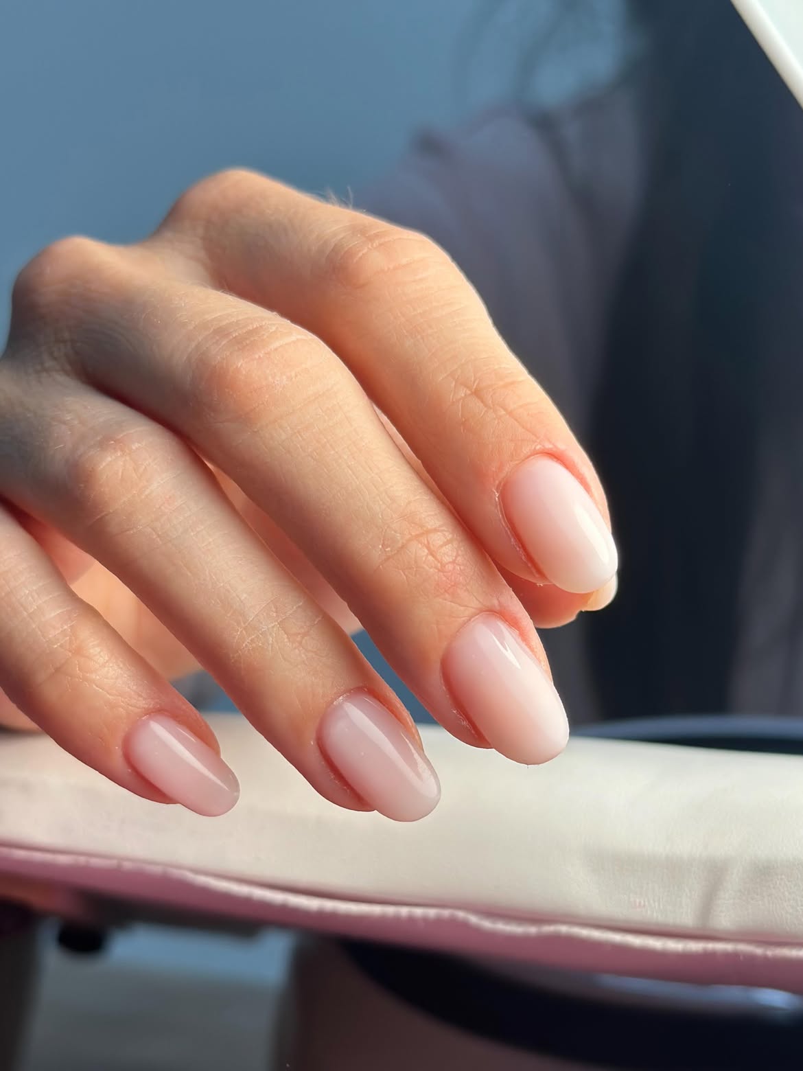 Soft Milky Pink Oval Nails