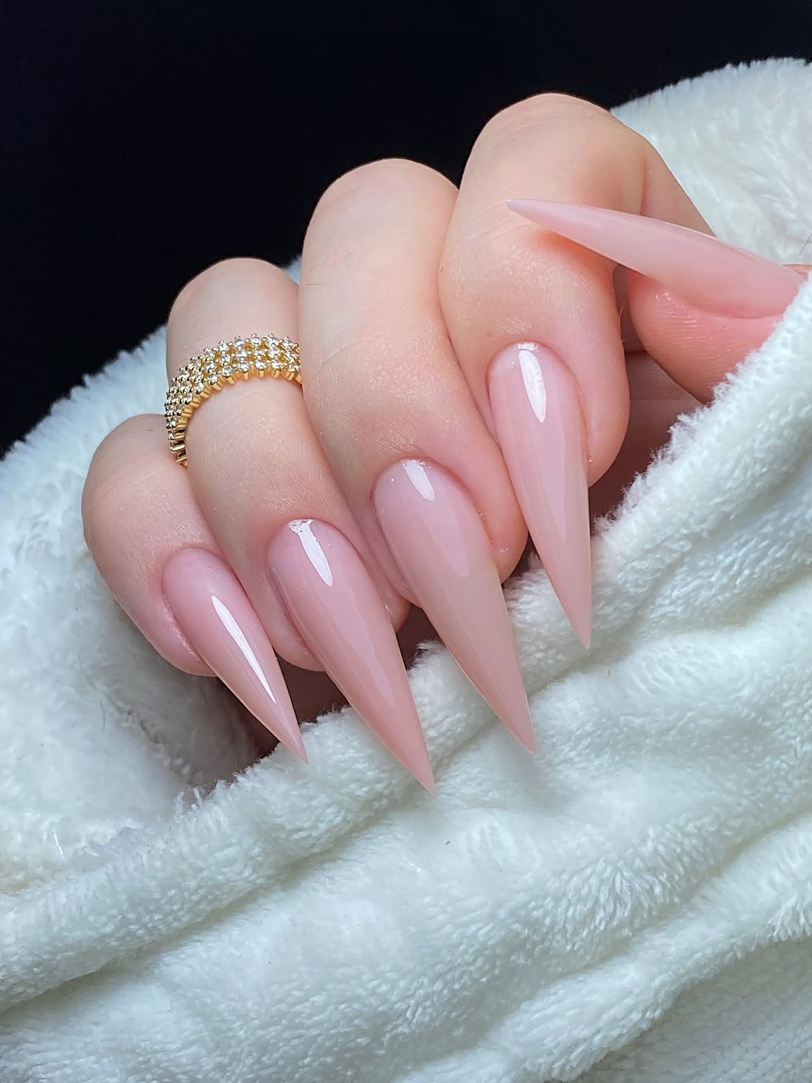 Soft Nude Stiletto Gel Nails