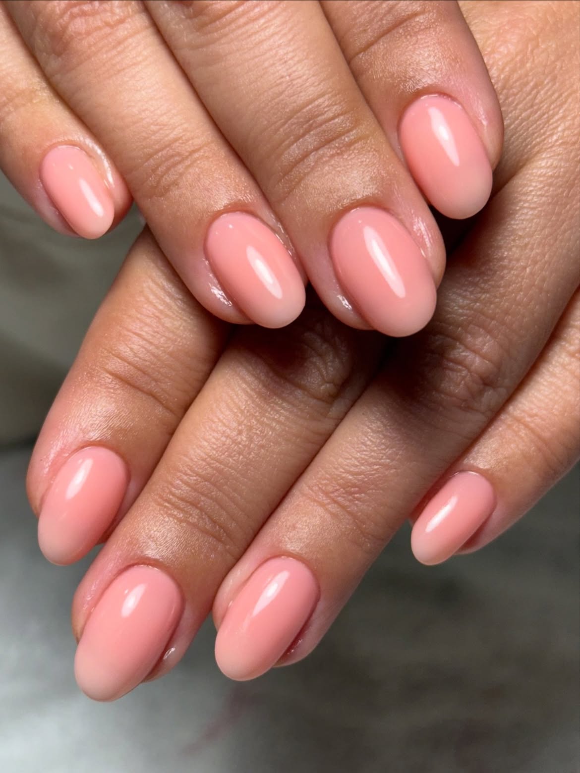 Soft Peach Nude Oval Nails