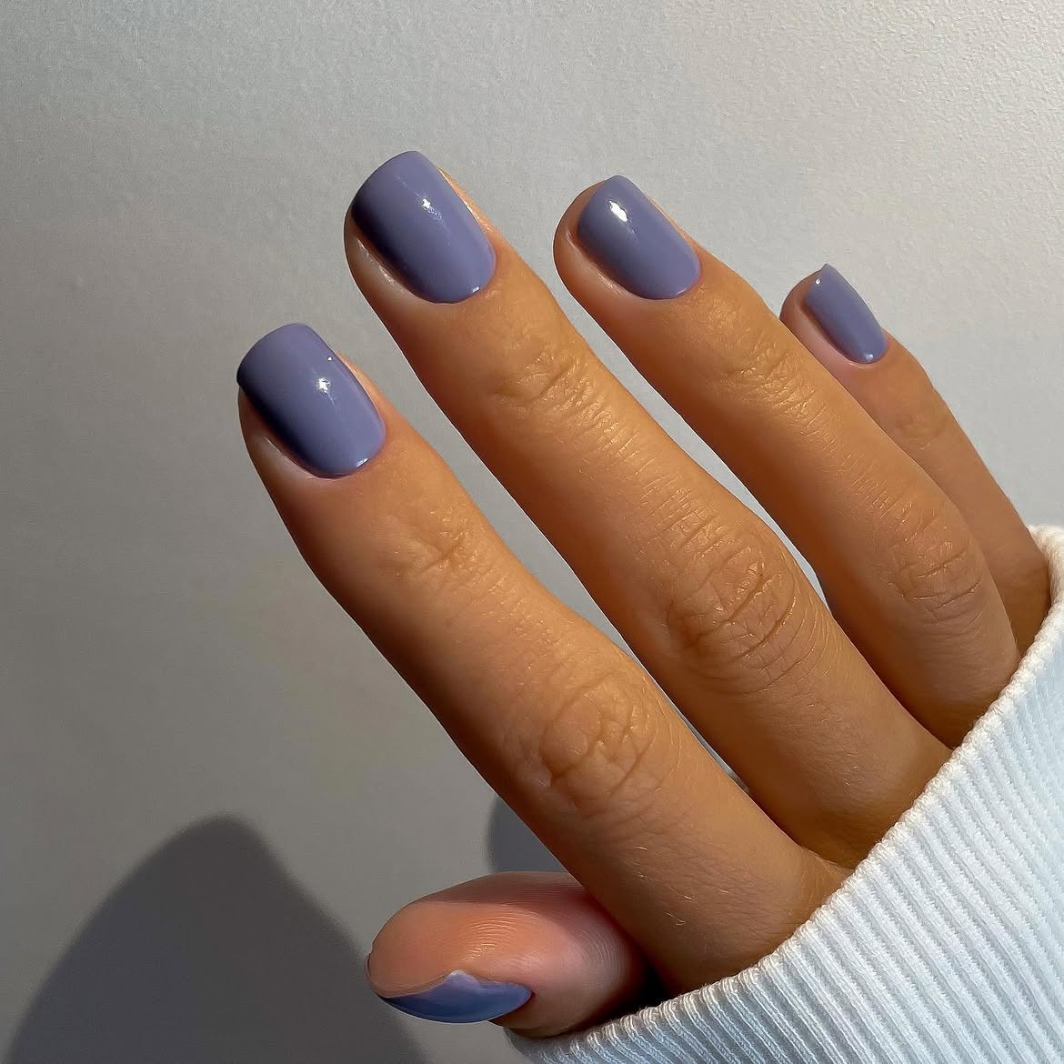 Soft Periwinkle Glossy Short Squoval Nails
