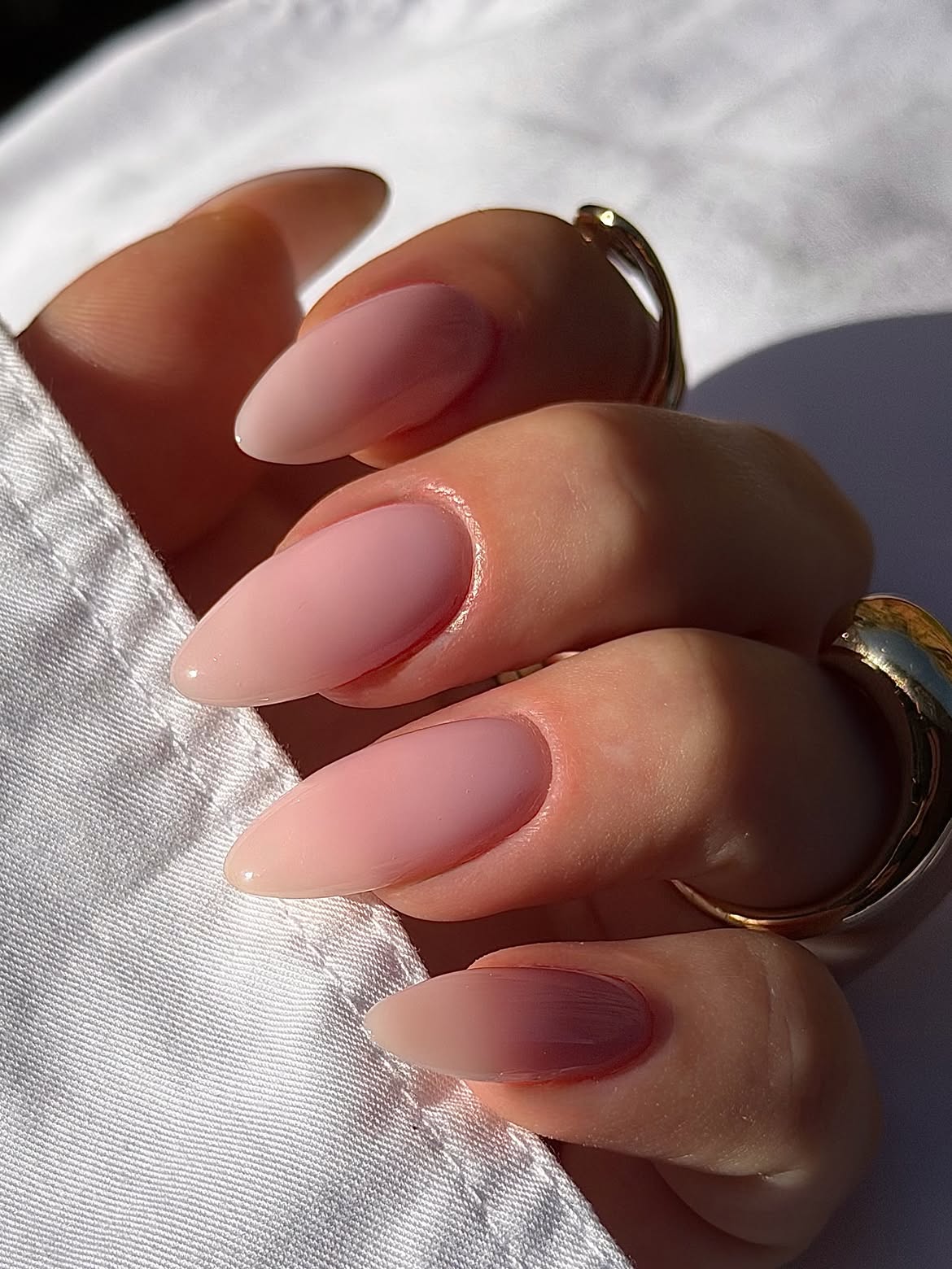 Soft Pink Almond Ombre Nails