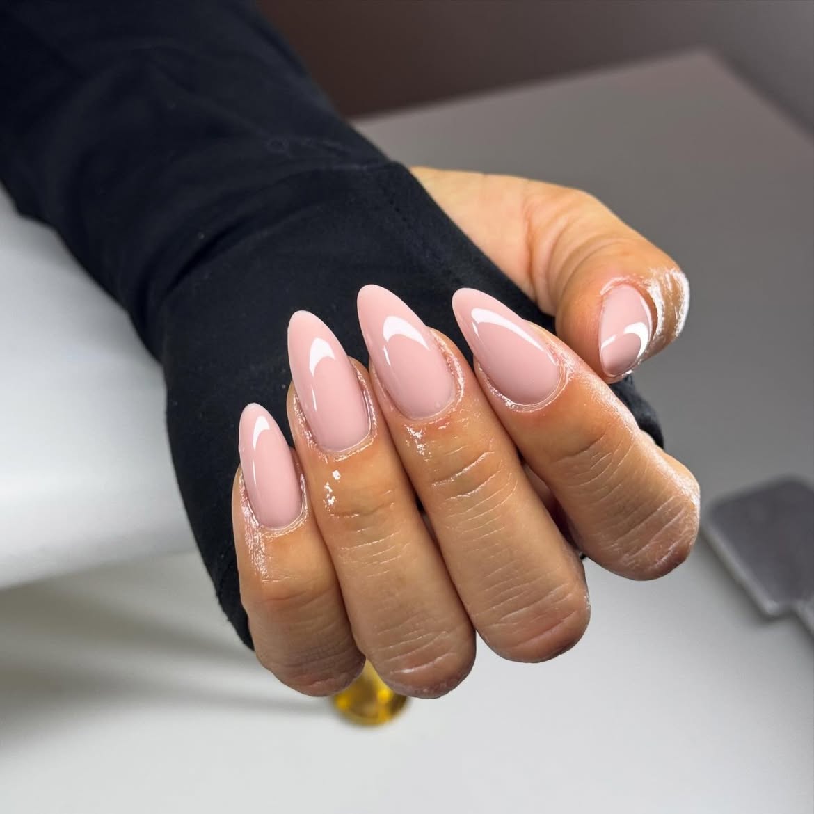 Soft Pink Almond Shaped Gel Nails