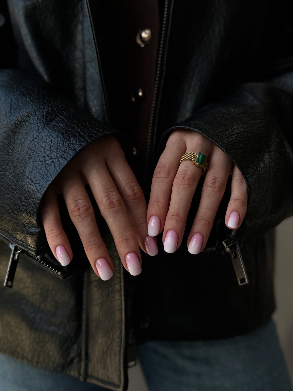 Soft Pink and White Ombre with Glossy Finish