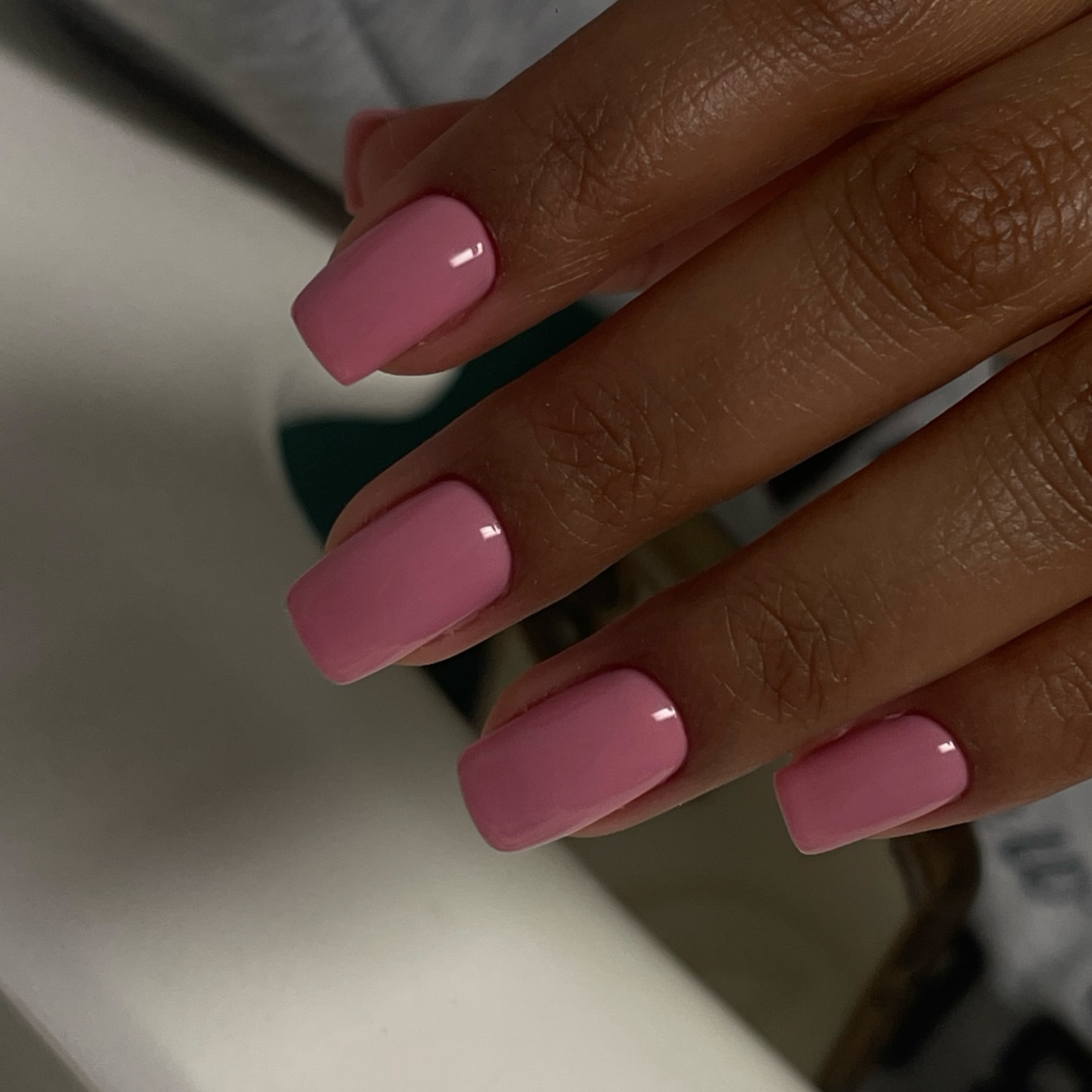 Soft Pink Glossy Square Nails