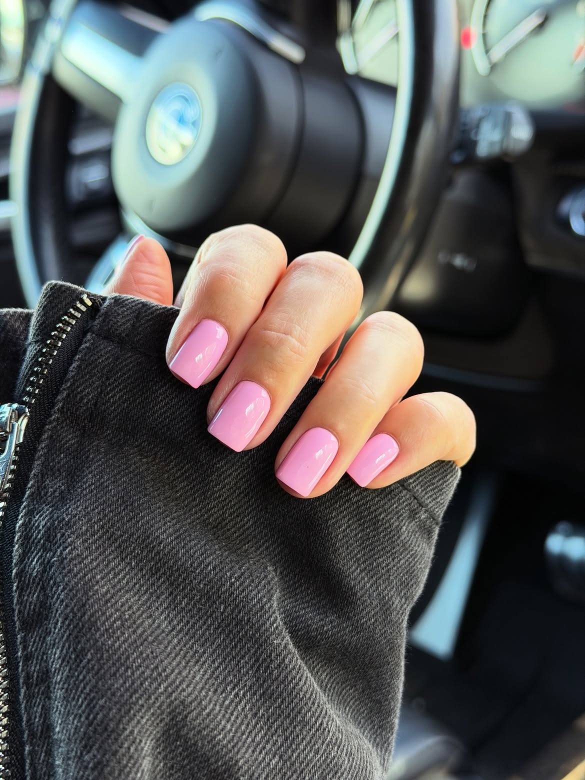 Soft Pink Glossy Square Nails
