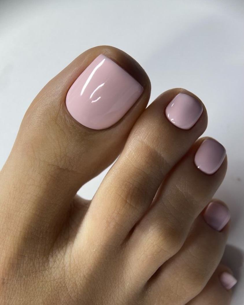 Soft Pink Glossy Squoval Pedicure