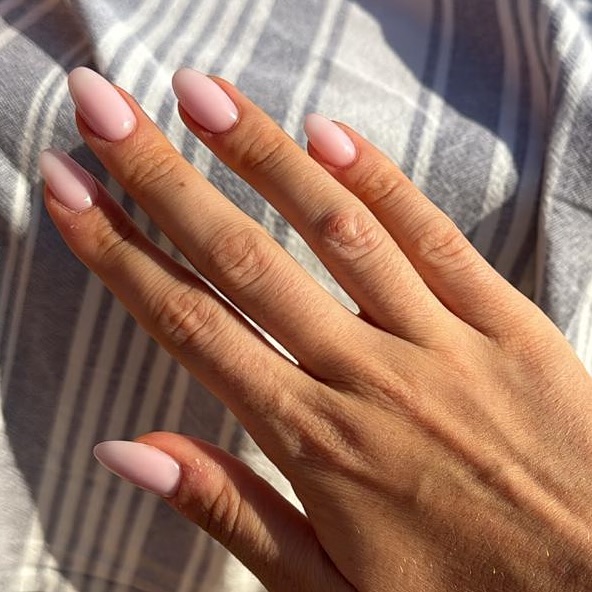 Soft Pink Milky Almond Nails