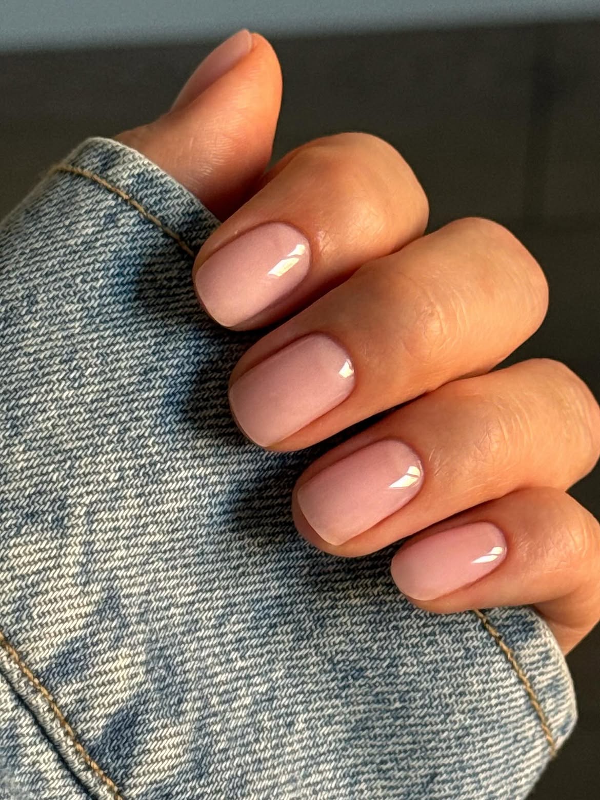 Soft Pink Milky Gradient Square Nails