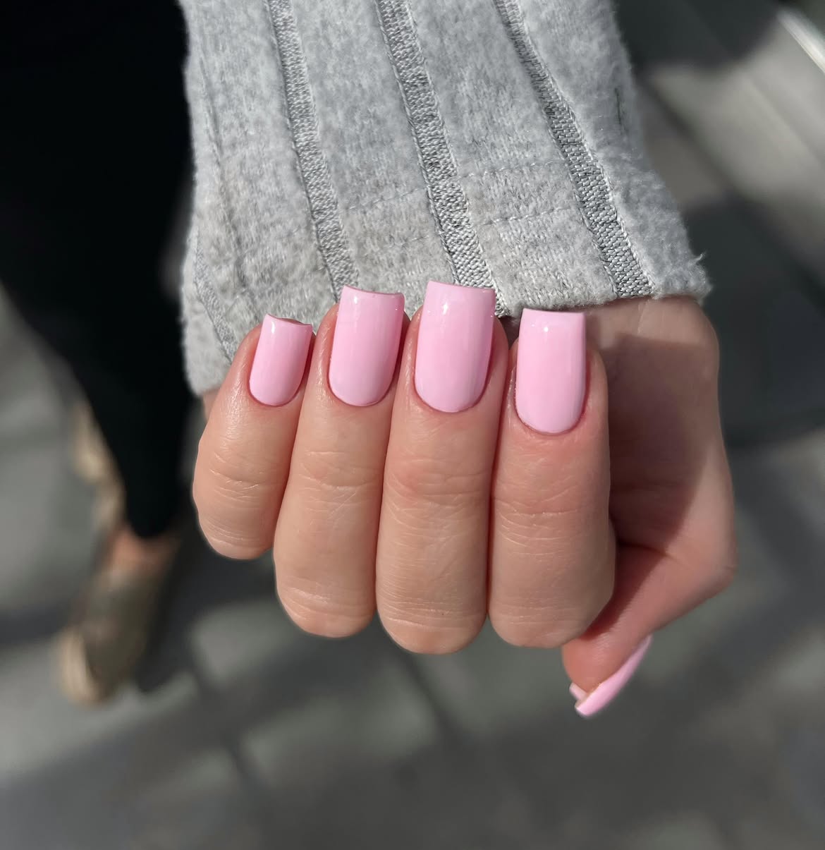 Soft Pink Square Glossy Medium Nails