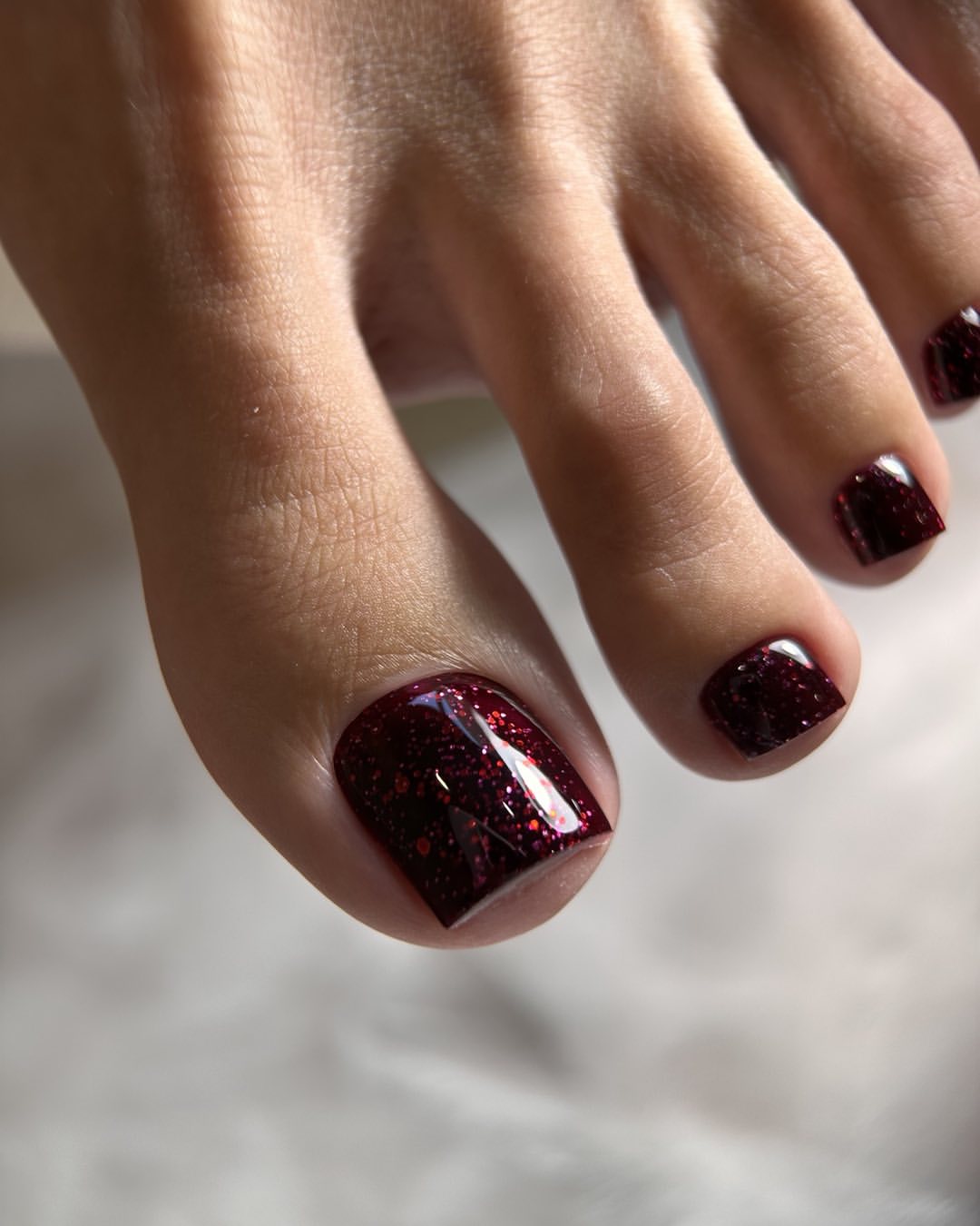 Sparkling Cranberry Glitter Square Toes