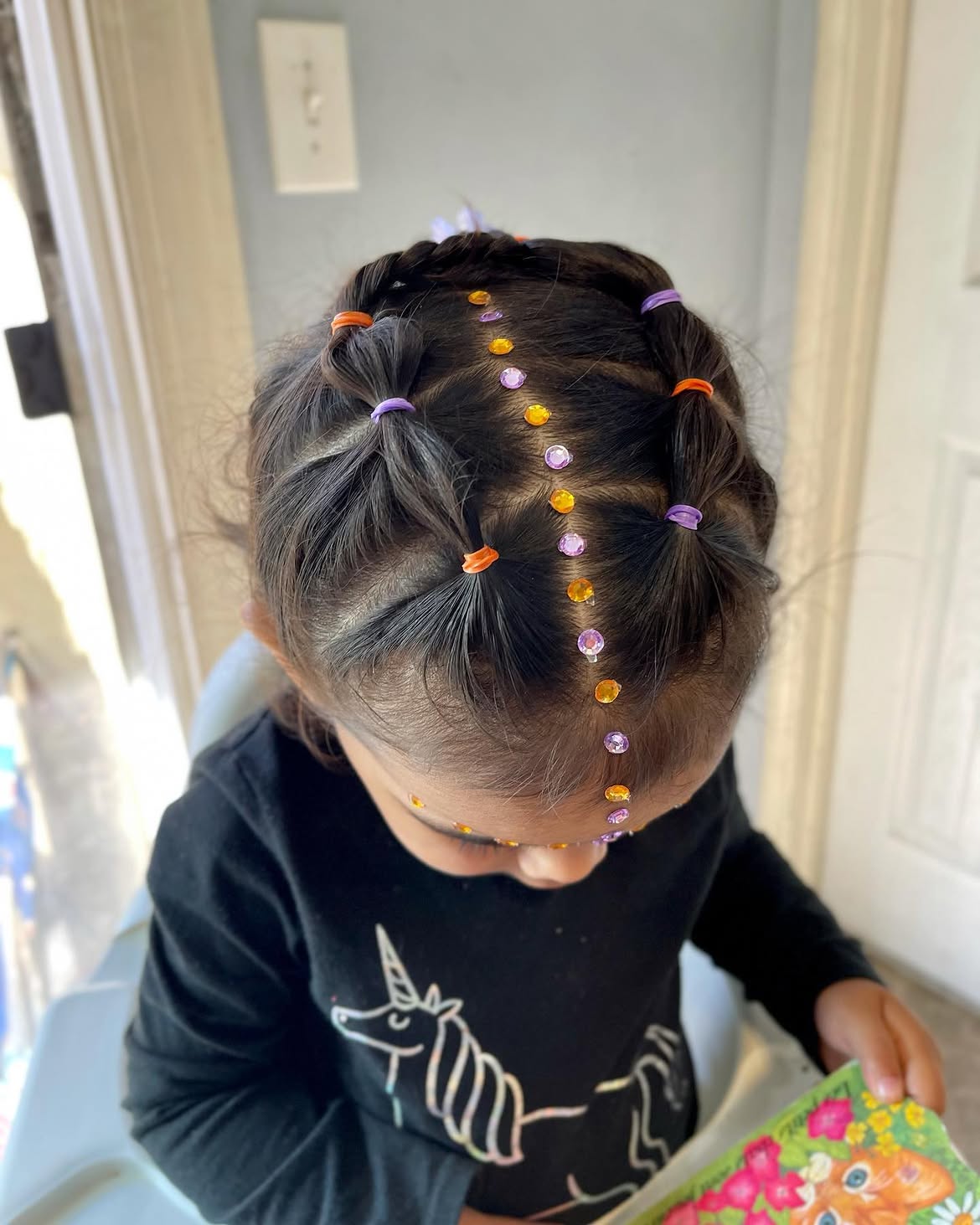 Sparkling Gemstone Braided Ponytails for Kids