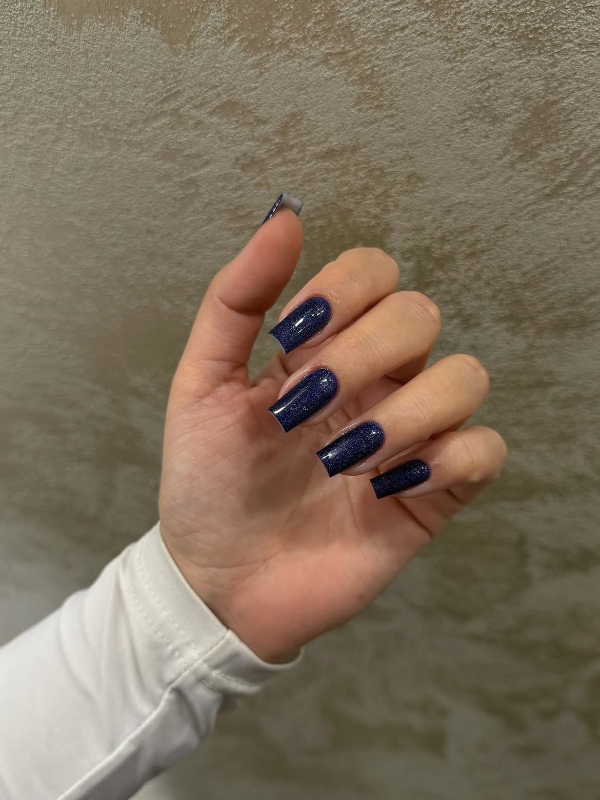 Sparkling Midnight Blue Coffin Nails