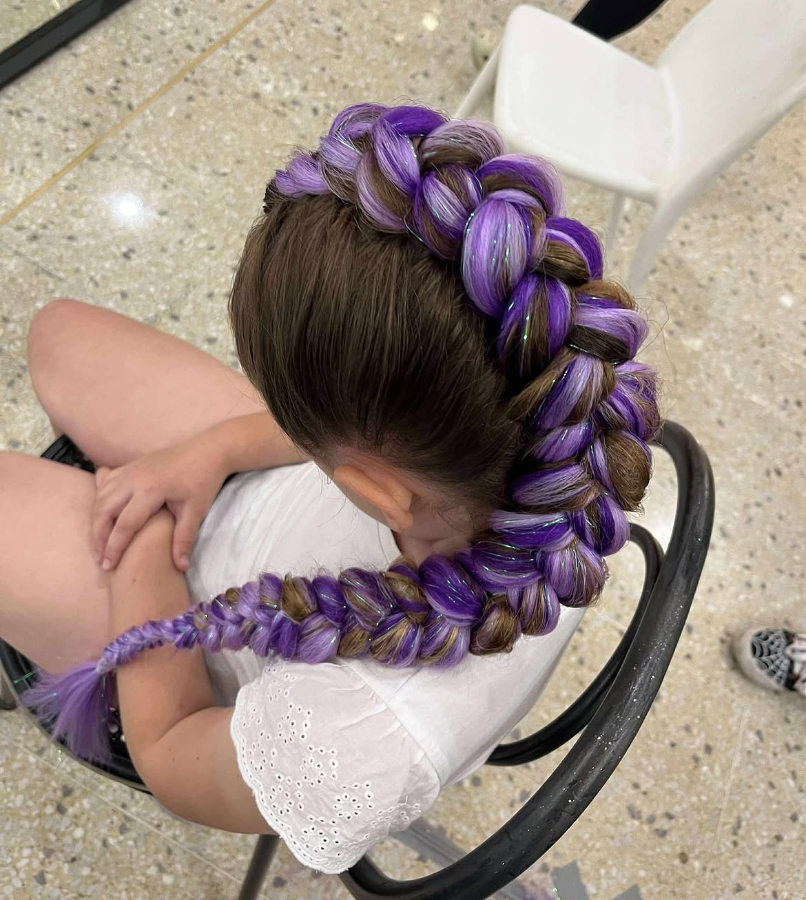 Sparkly Purple And Brown Dutch Braid