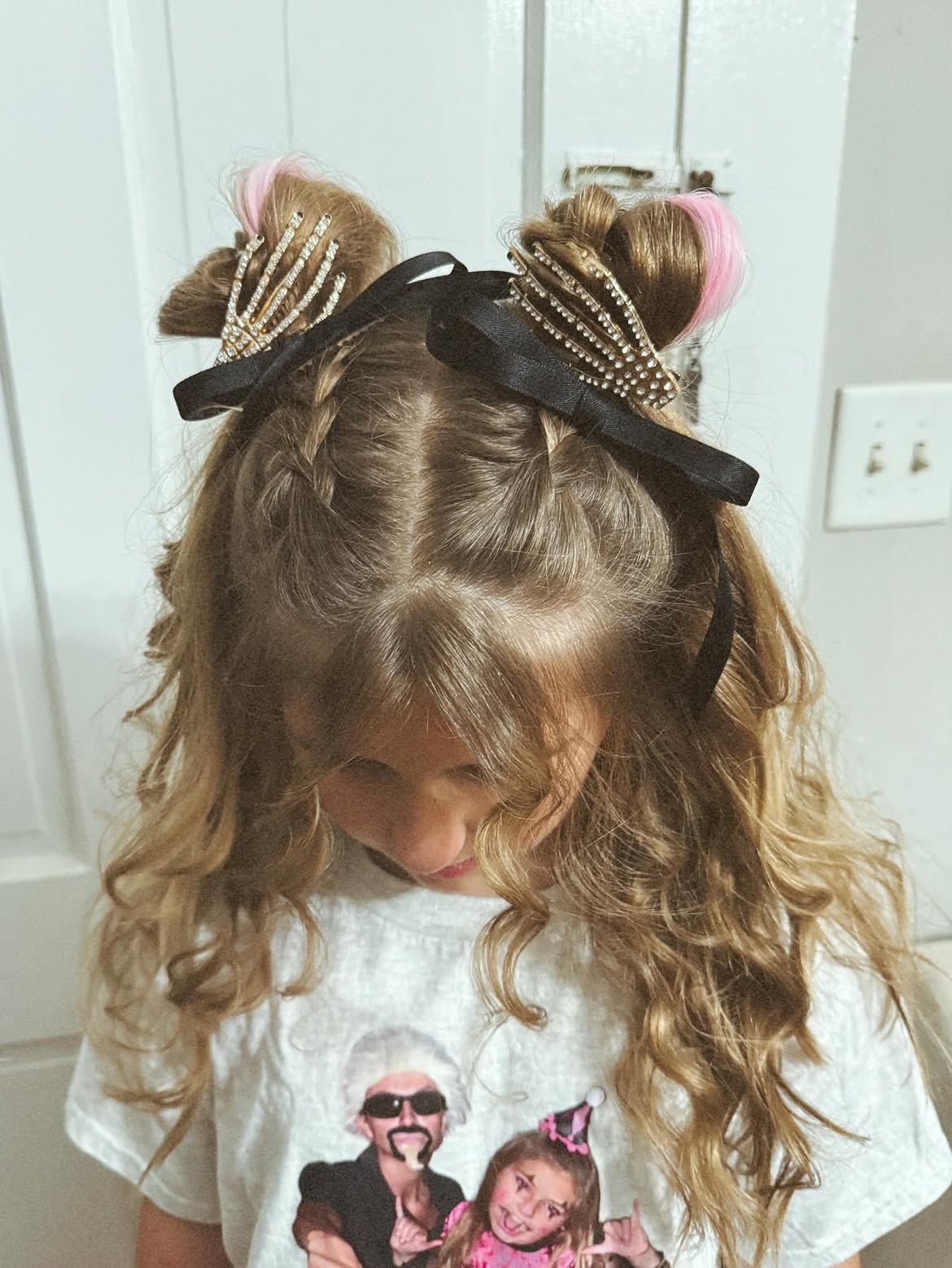 Sparkly Skull Double Buns With Braids