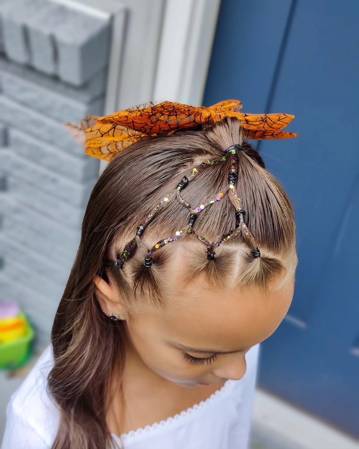Sparkly Spiderweb Halloween Braids for Kids