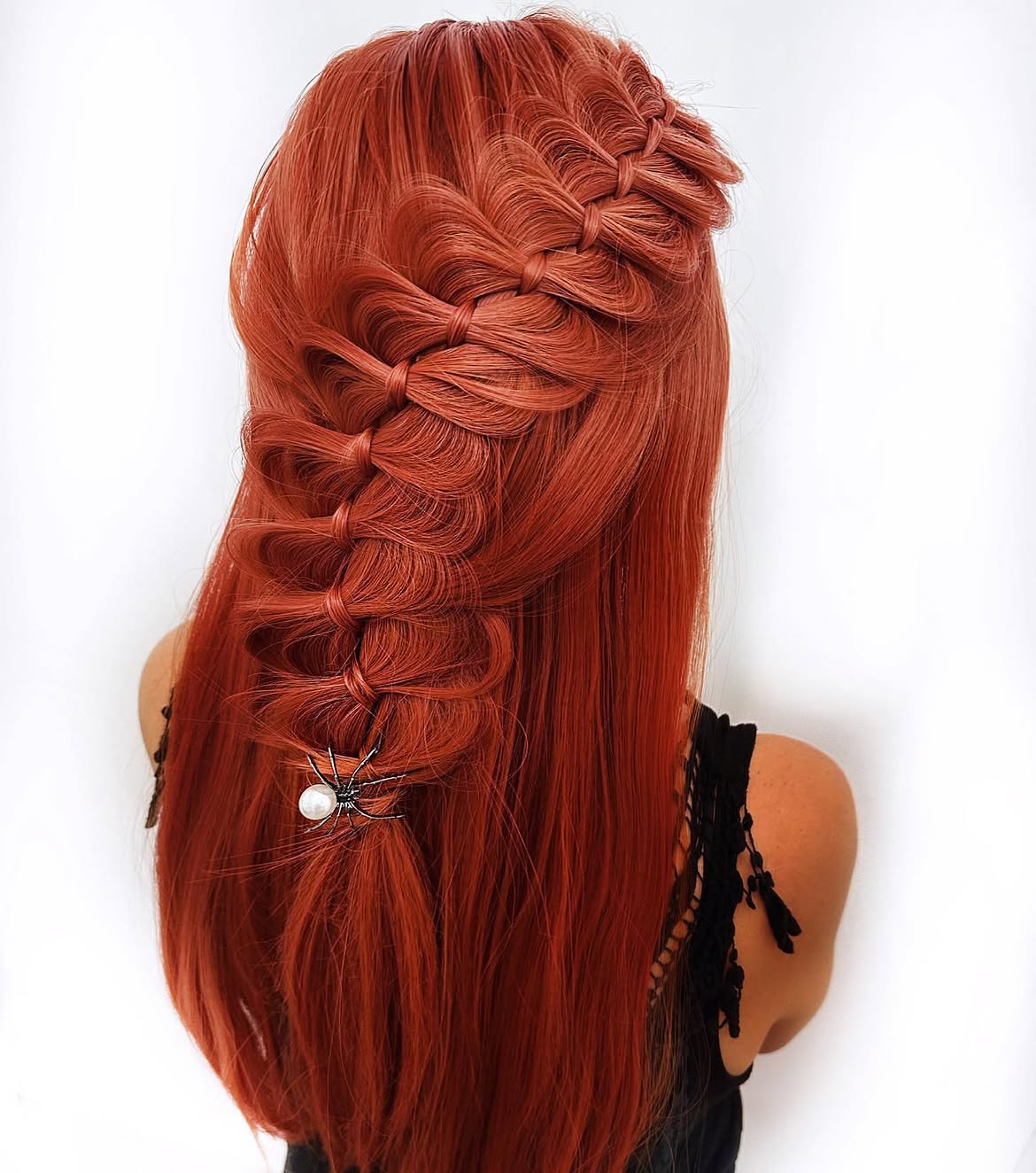 Spiderweb Braided Half-Up Style With Spider Clip